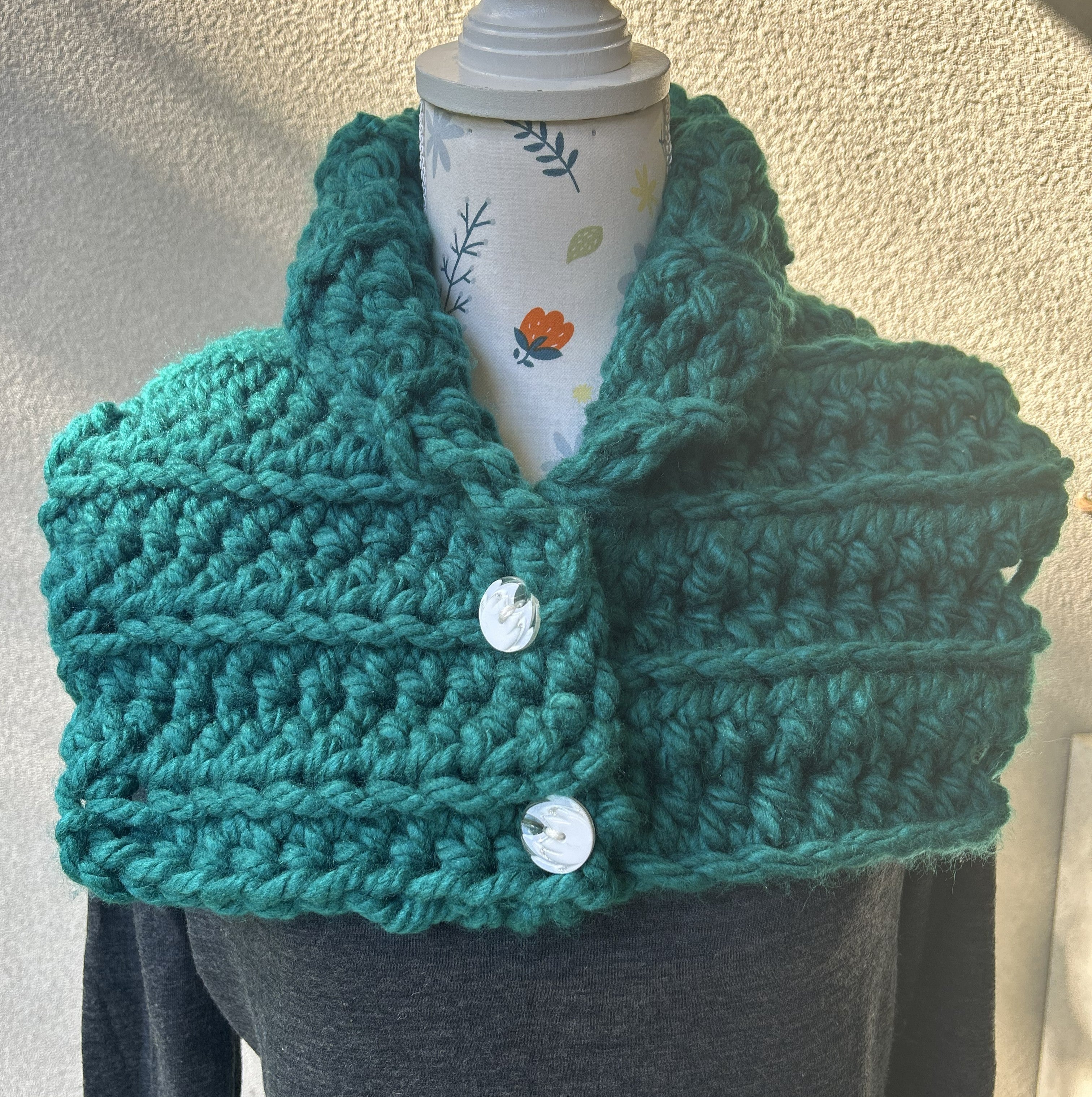 Buttoned Neck Warmer - Teal