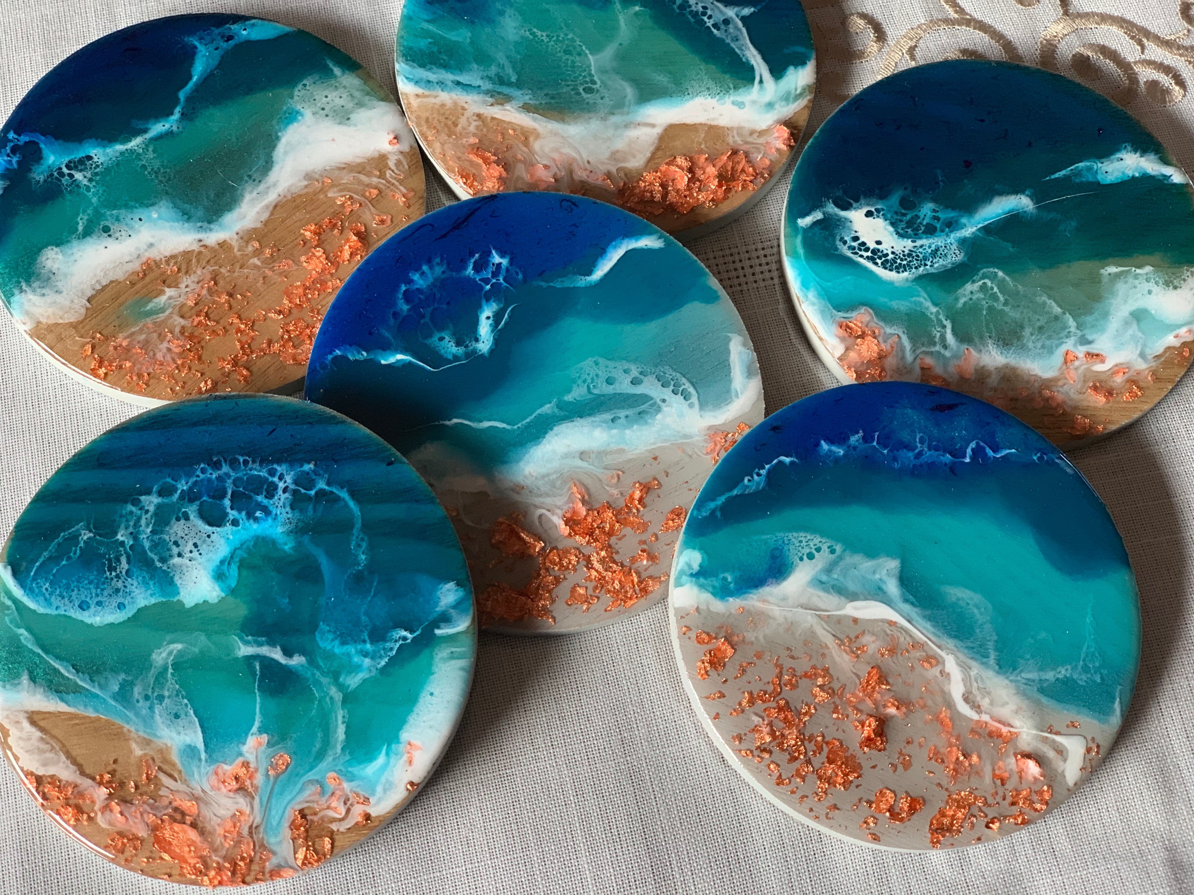 Coasters | coastal love | beach beauty | resin coasters | oceans | gift for her | gift ideas