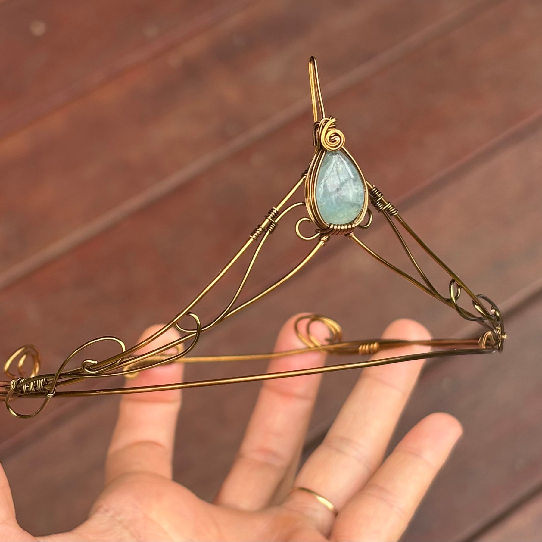 Aquamarine Crystal tiara crown in copper