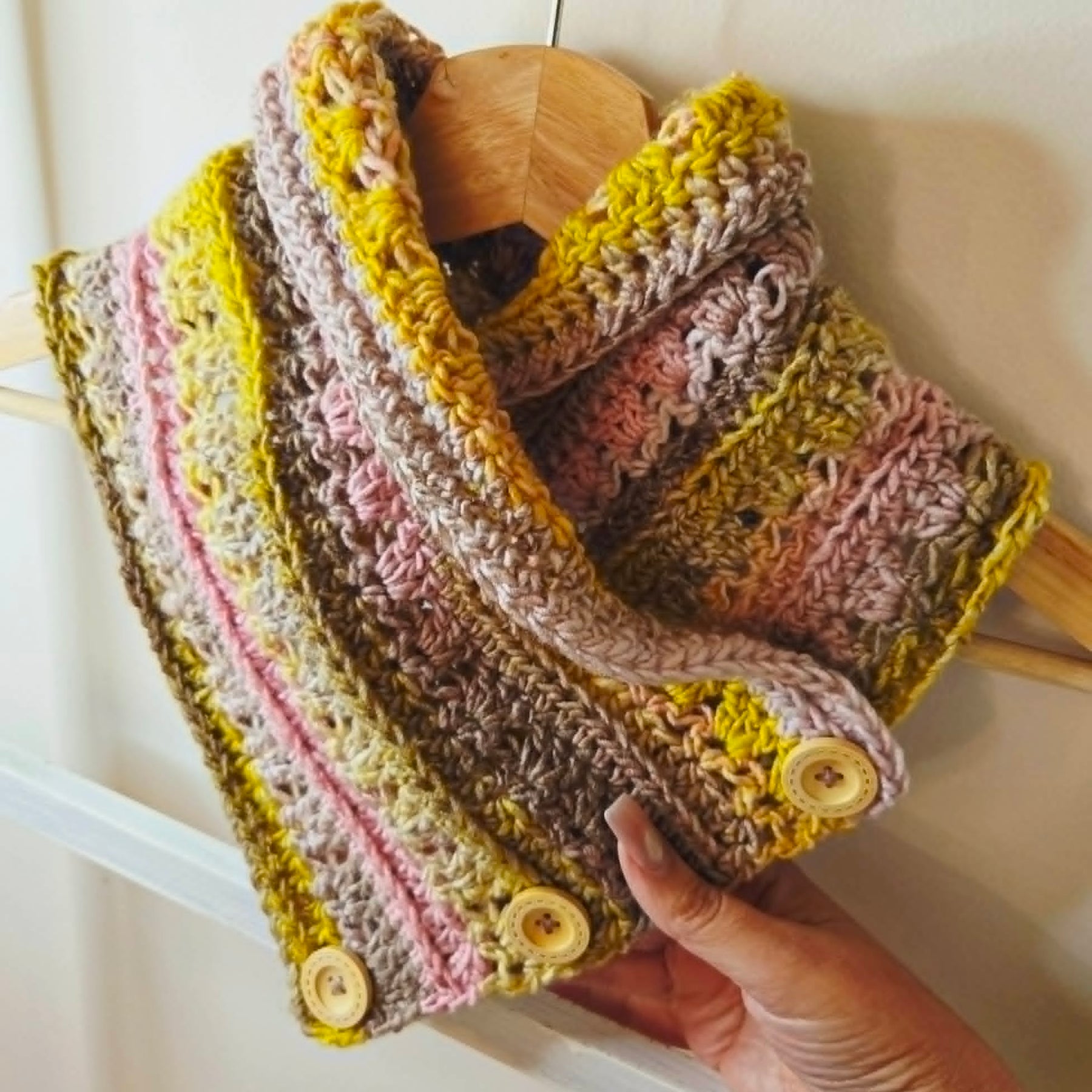 Handmade Adult Neckwarmer | Crochet | Rainbow Pastel Tones