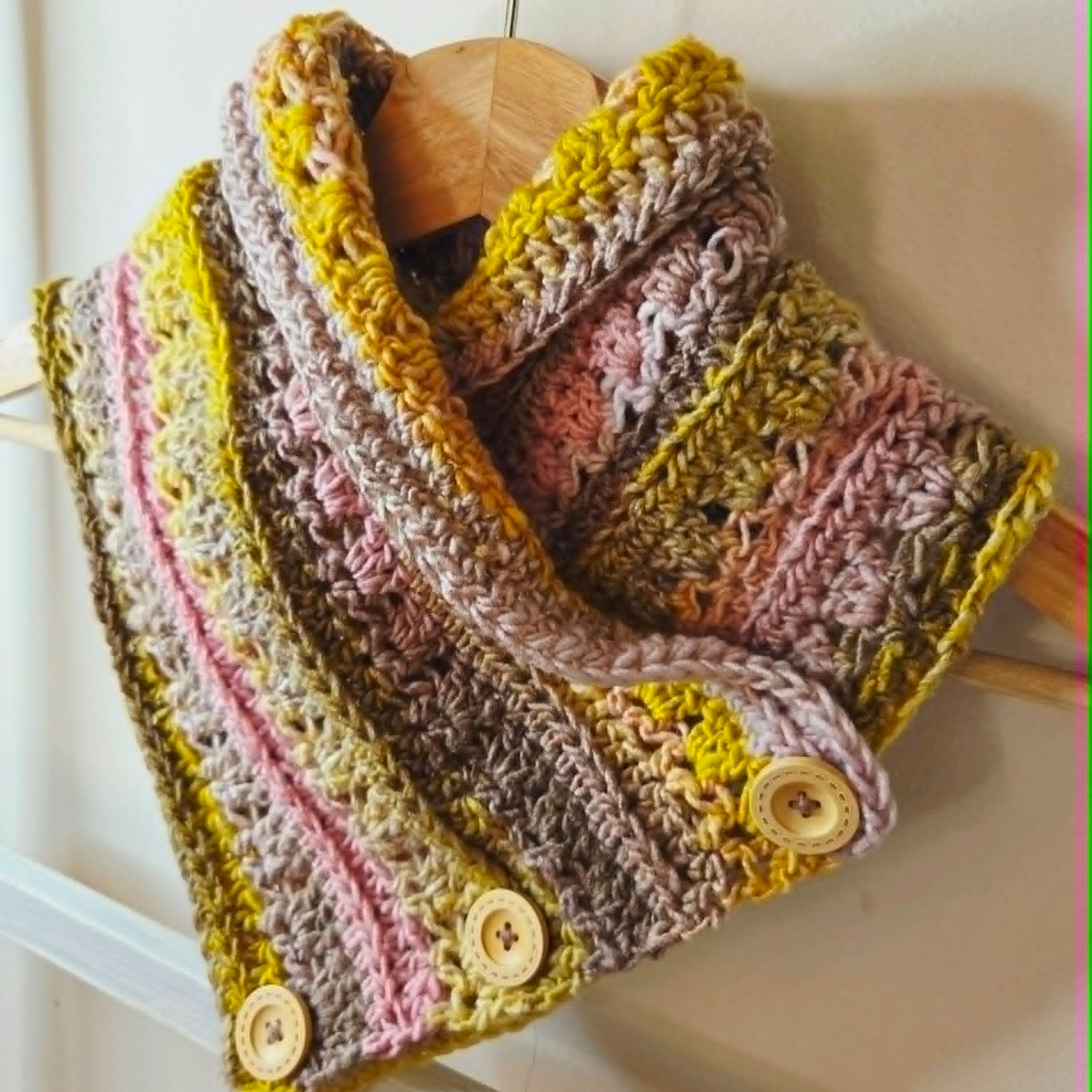 Handmade Adult Neckwarmer | Crochet | Rainbow Pastel Tones