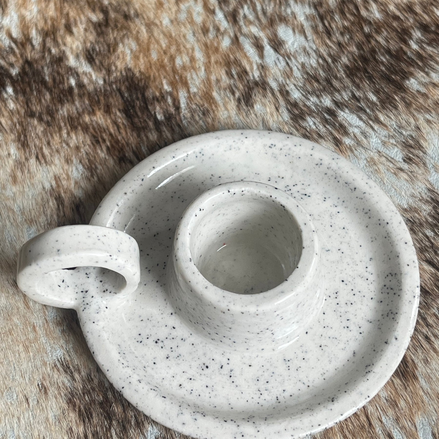 Petite Ceramic Candlestick Holders with beeswax candles