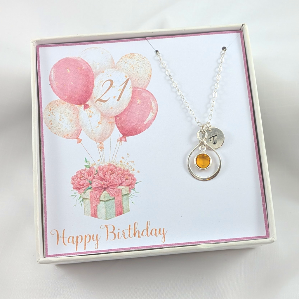 Personalized Birthday Necklace,Select 16,18,21,30