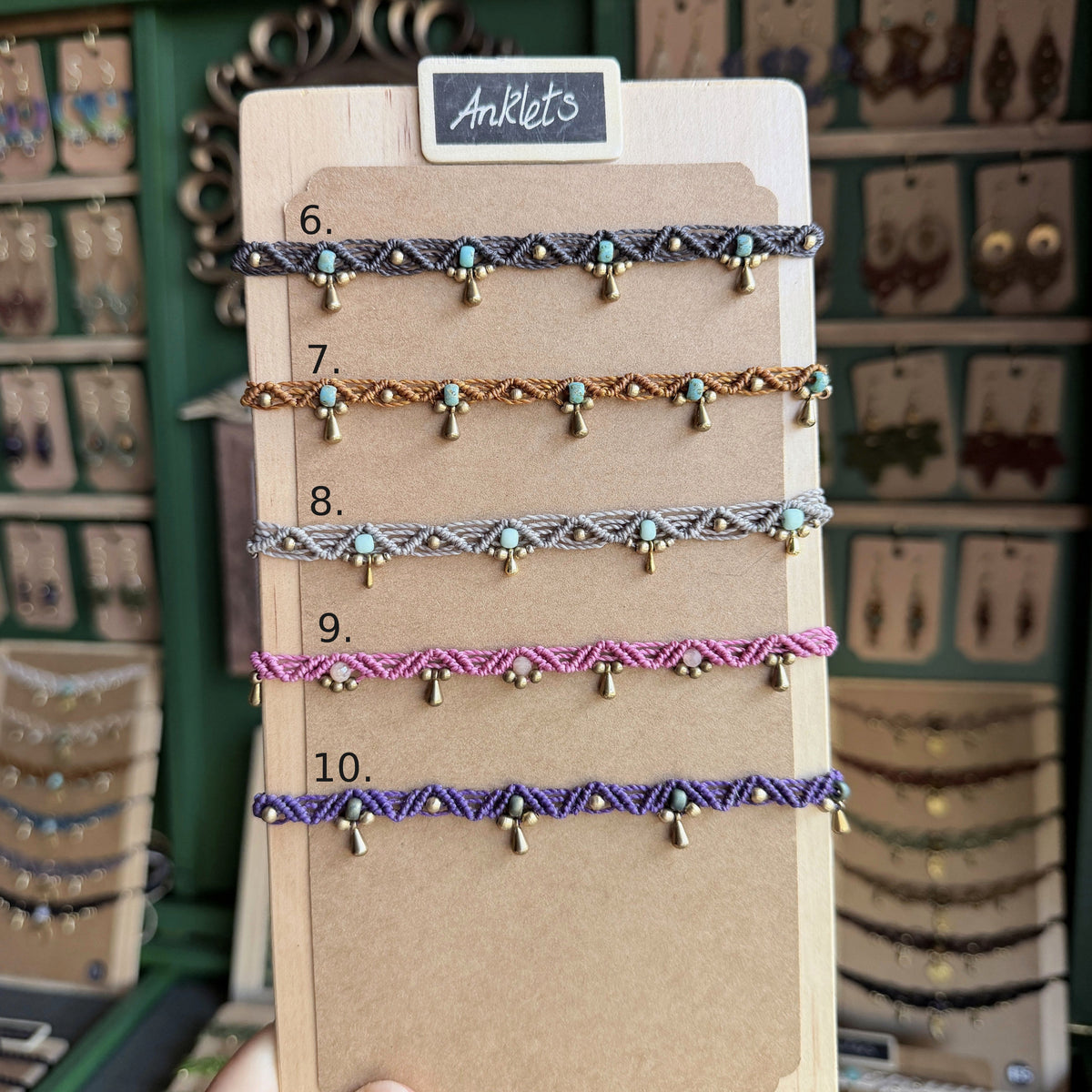 Micro Macrame Boho Zigzag Anklet with lots of colour choices