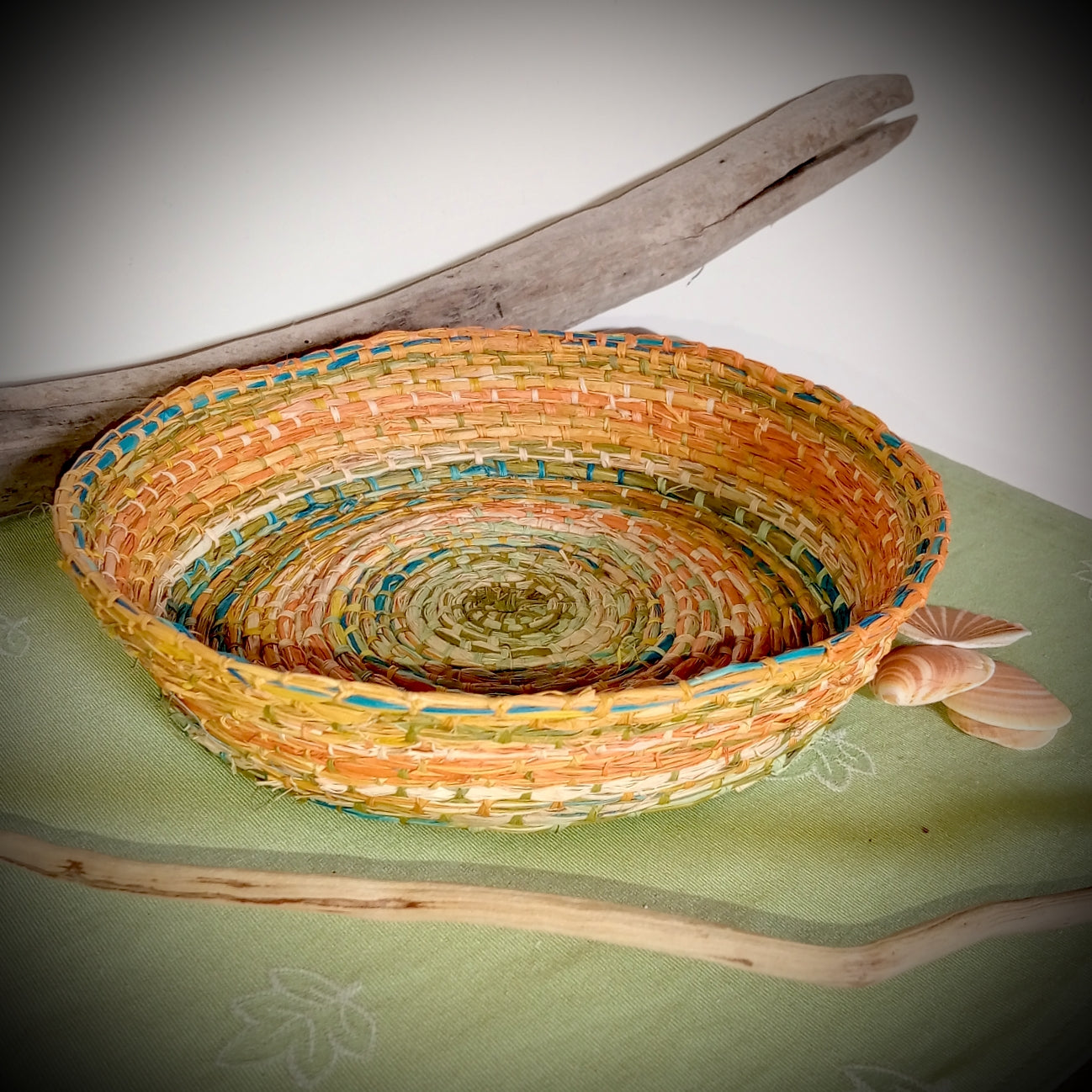 Large Many coloured raffia basket