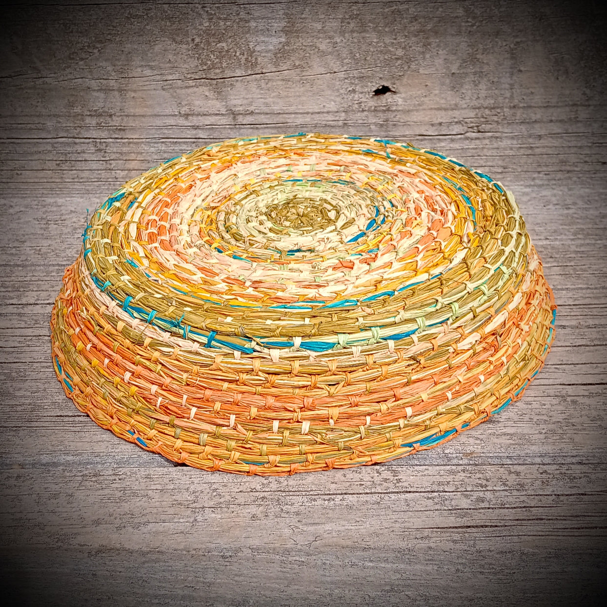Large Many coloured raffia basket