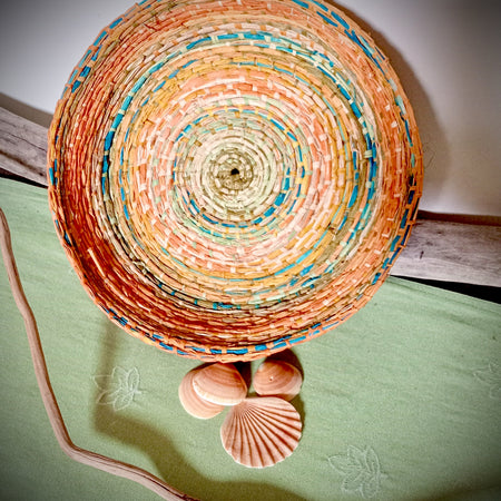 Large Many coloured raffia basket