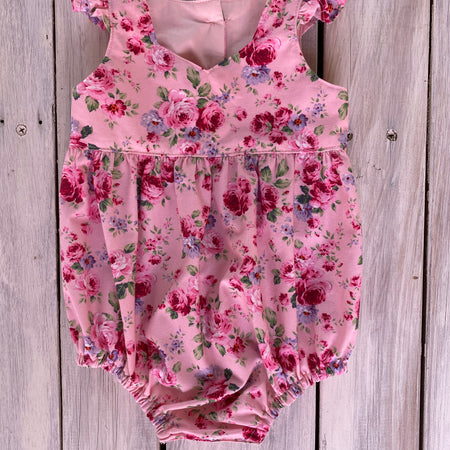 Pink Dahlia Romper Handmade Size 00