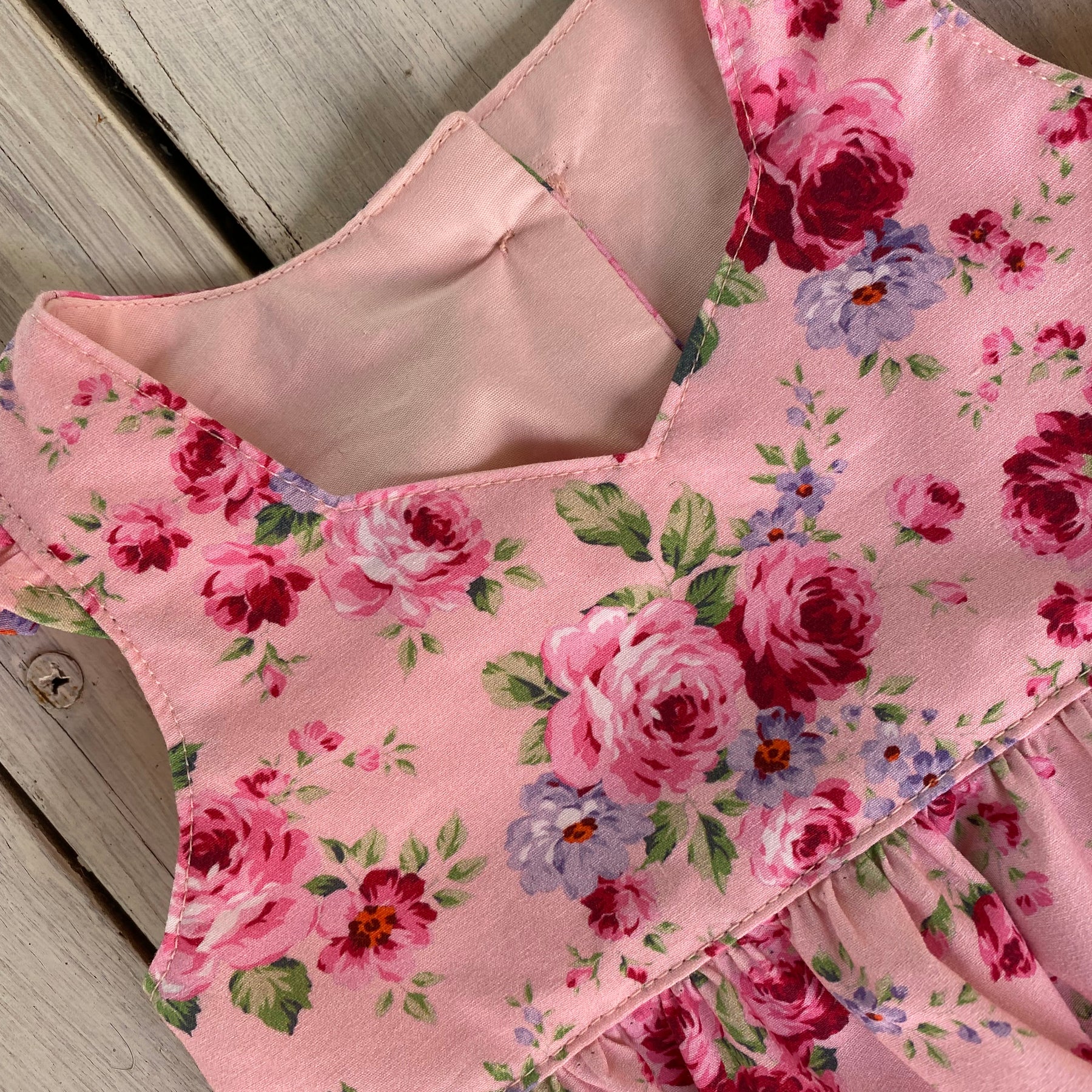Pink Dahlia Romper Handmade Size 00