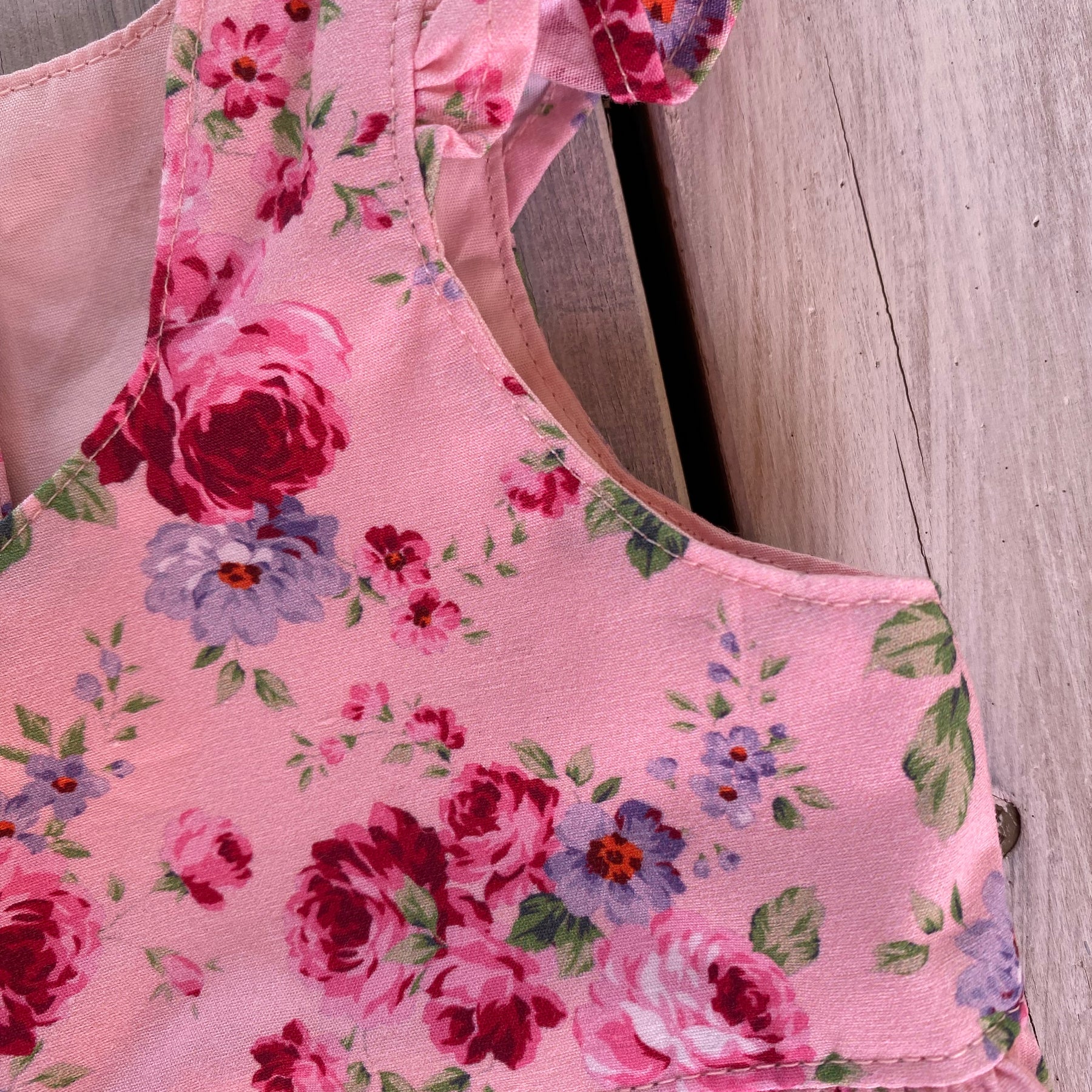 Pink Dahlia Romper Handmade Size 00