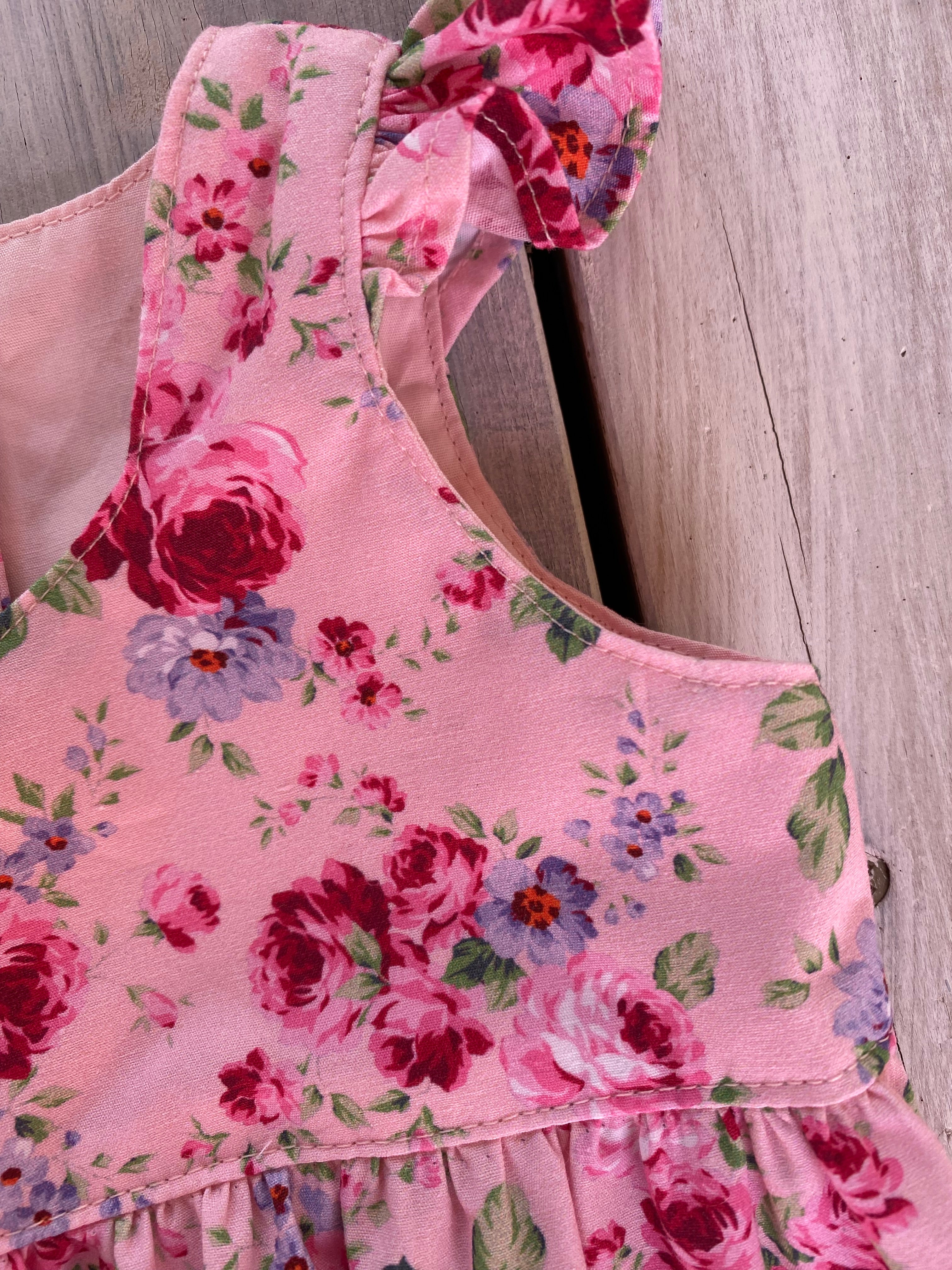 Pink Dahlia Romper Handmade Size 00