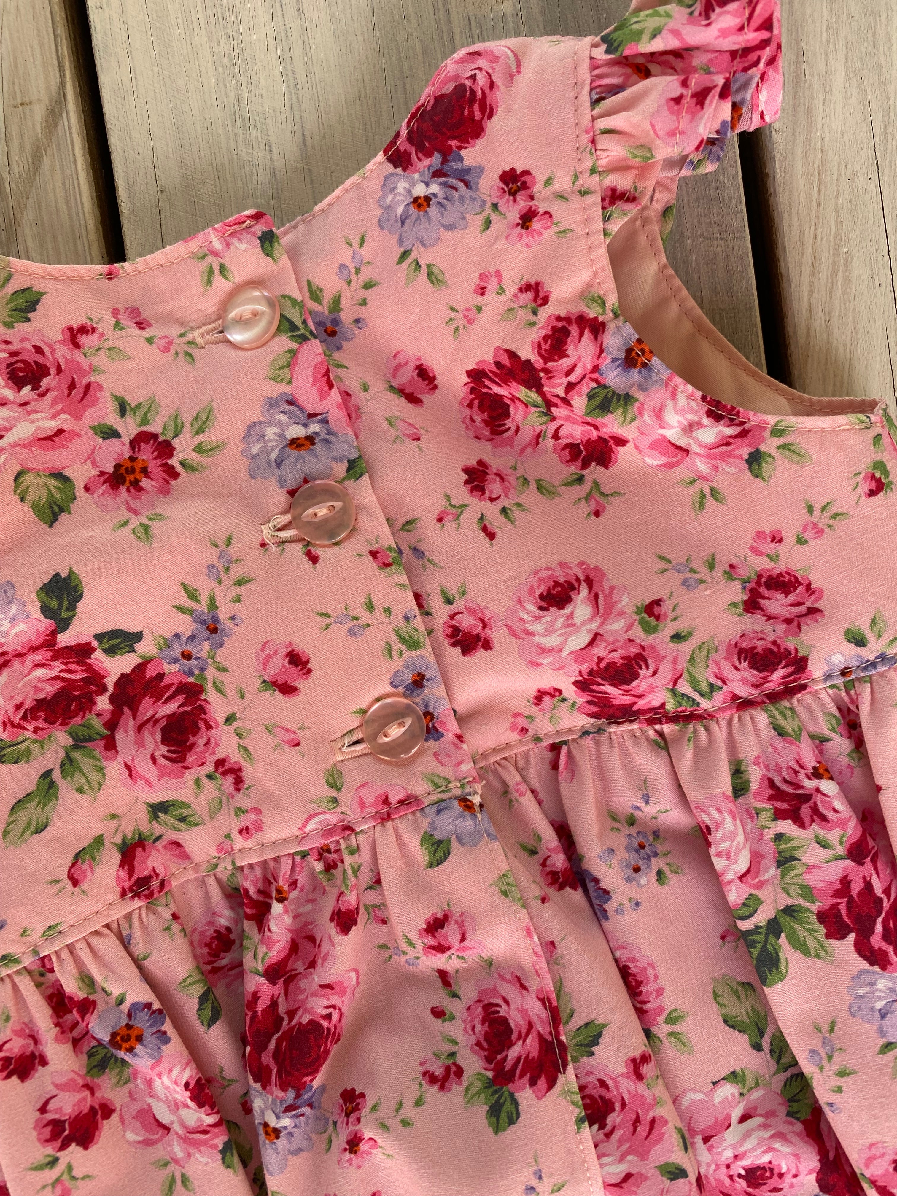 Pink Dahlia Romper Handmade Size 00