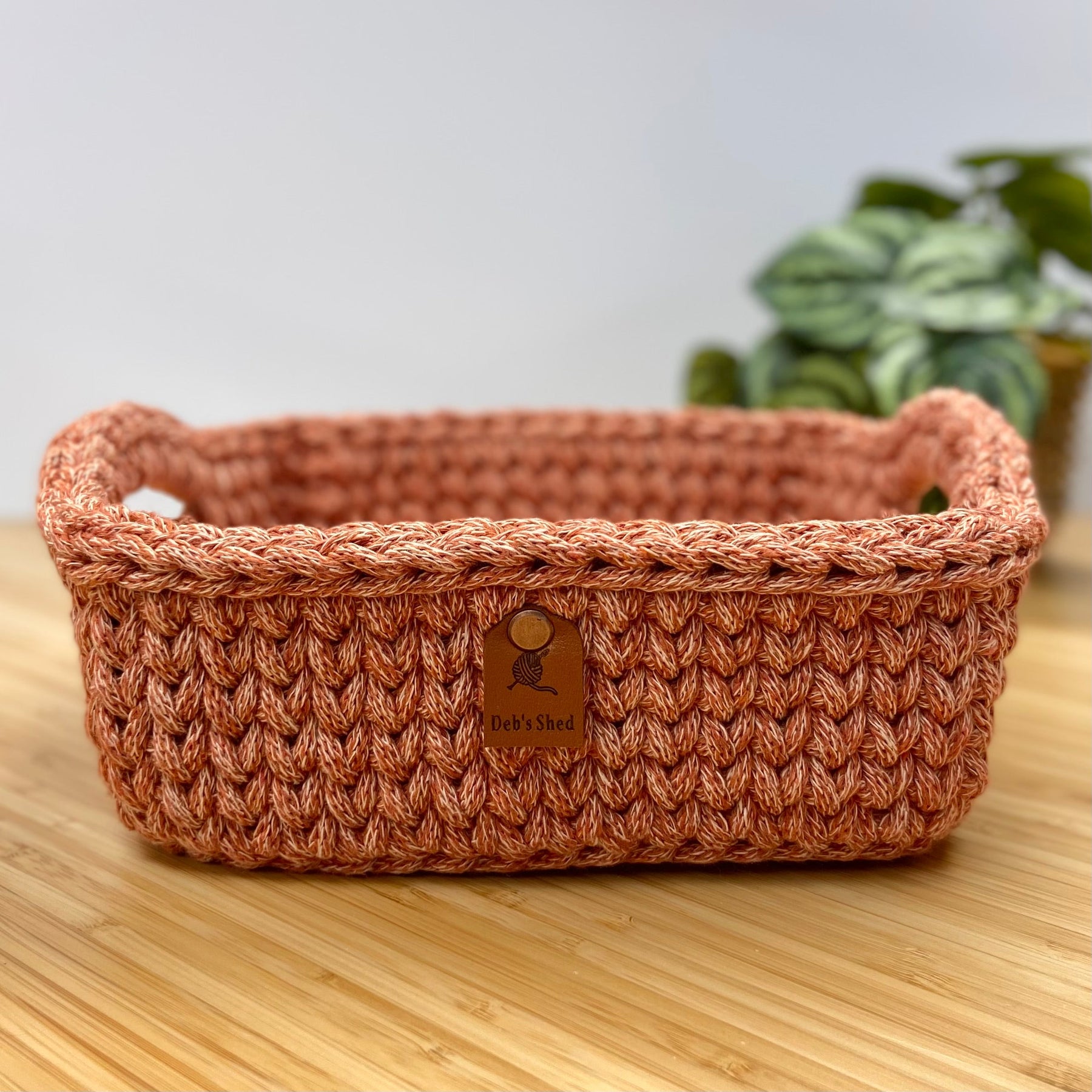 Handmade Crochet Basket - Variegated pumpkin - Square