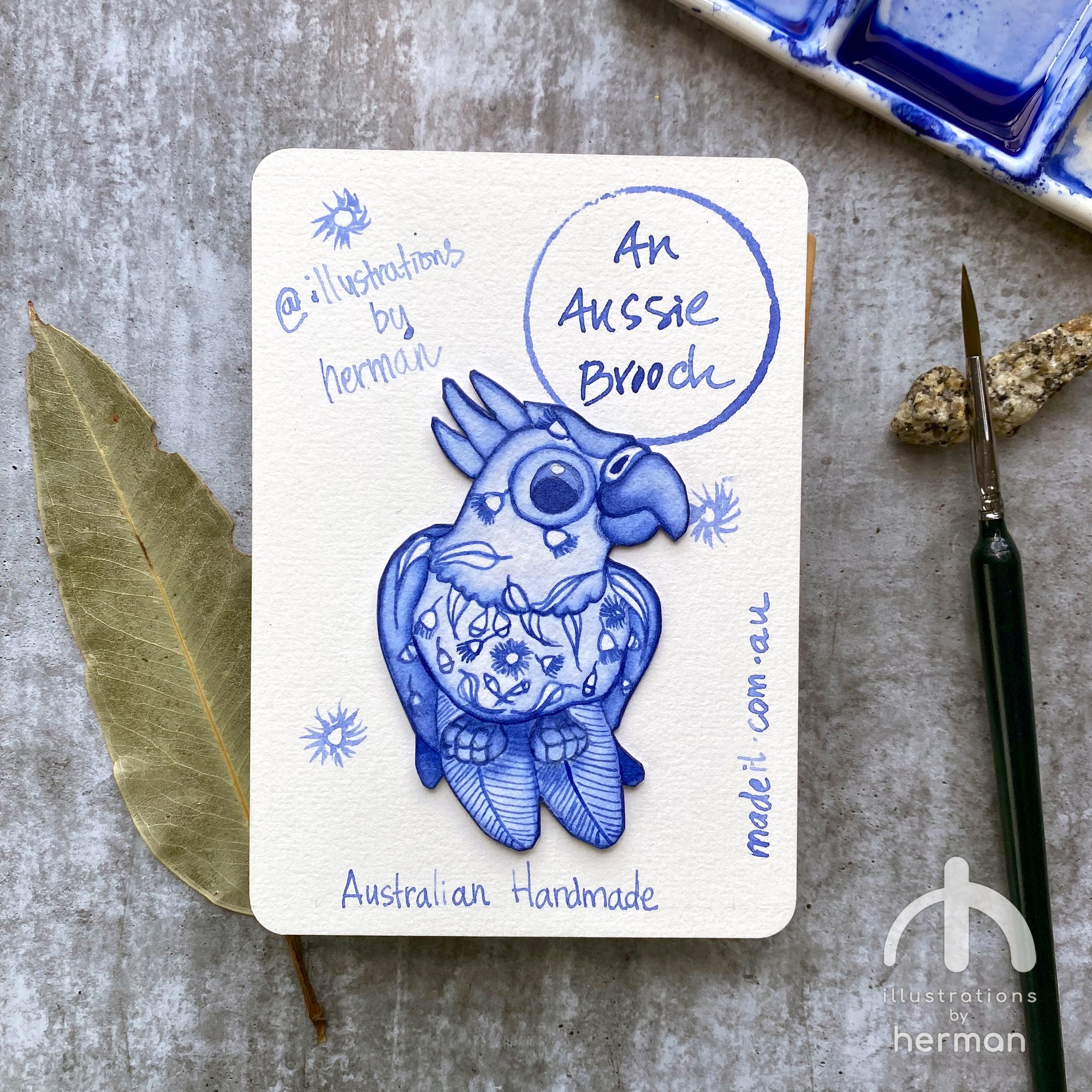 Australian Animal Brooch - Handpainted - Delft Inspired