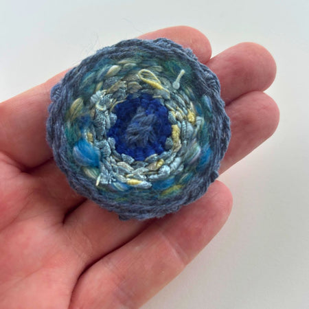 Handwoven Blue Brooch