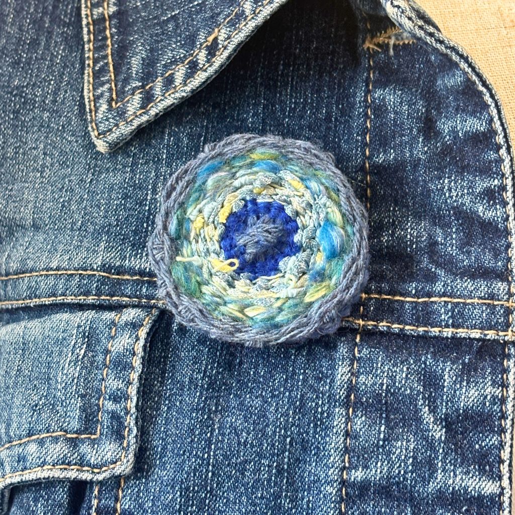Handwoven Blue Brooch
