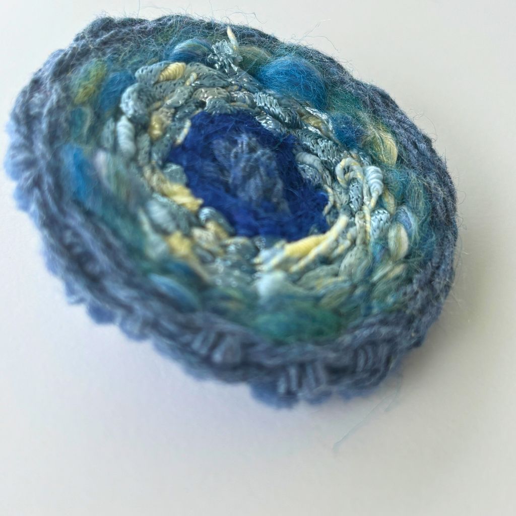Handwoven Blue Brooch