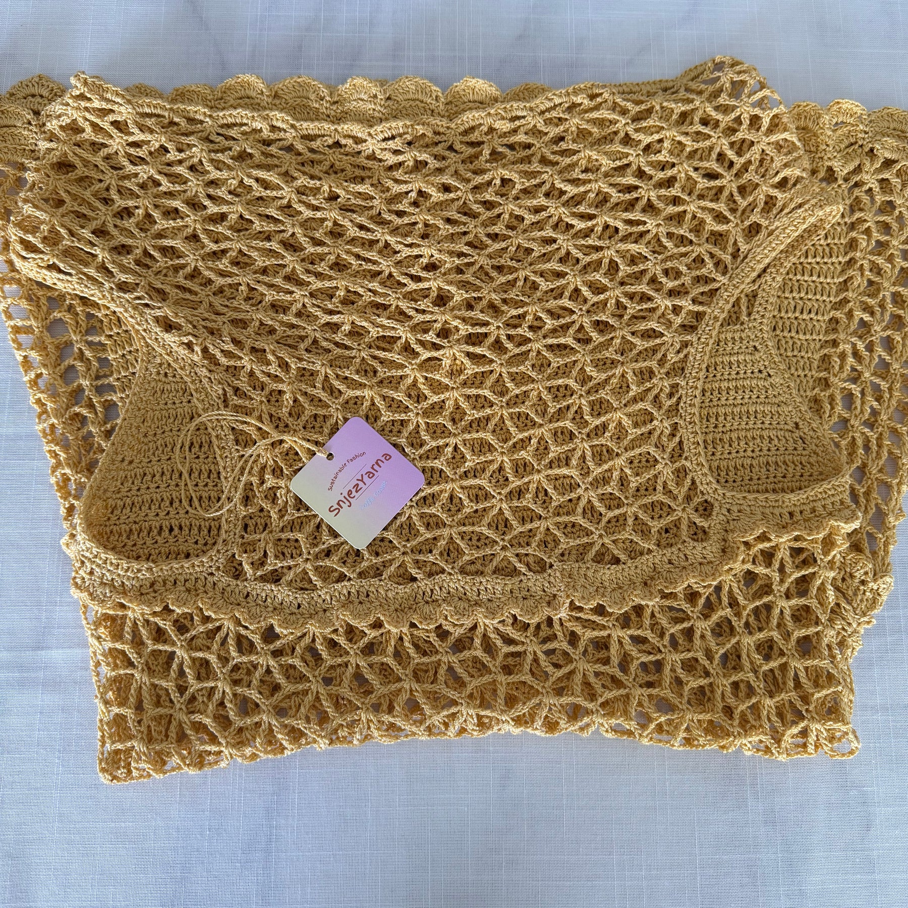 Golden Lace Crochet Dress