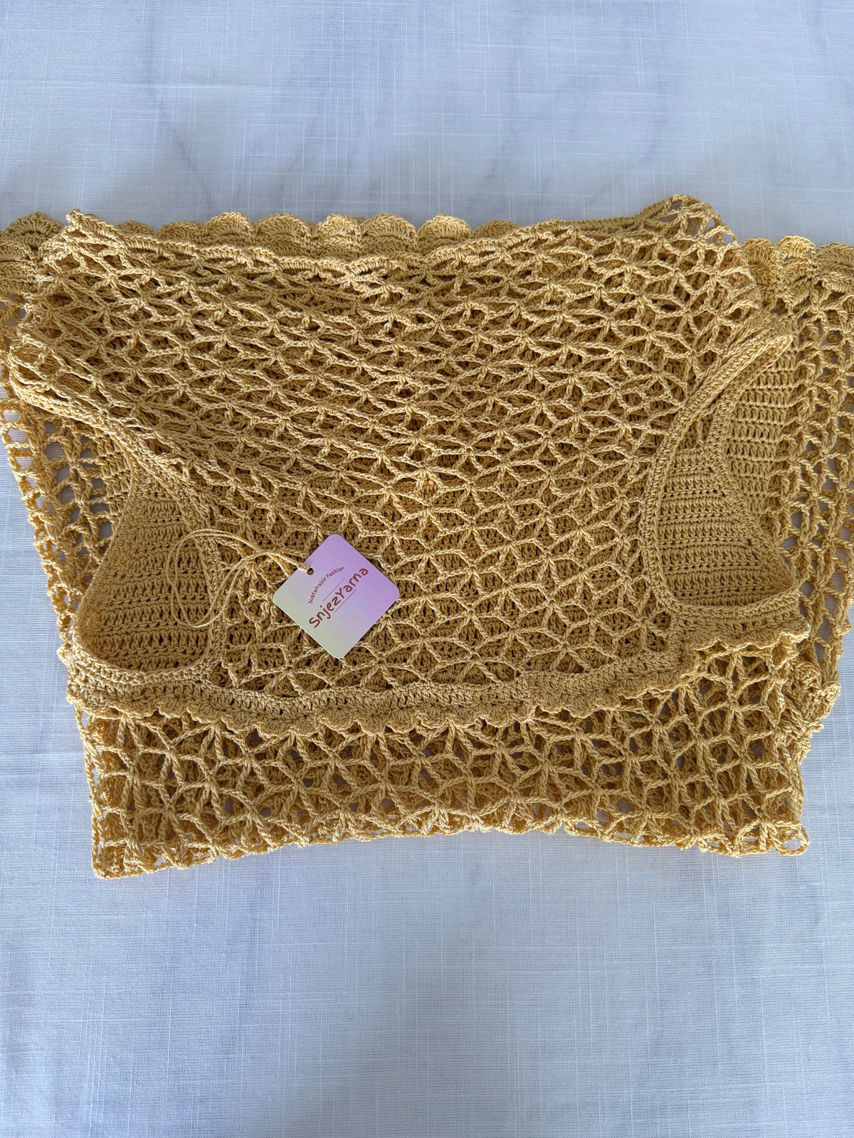 Golden Lace Crochet Dress