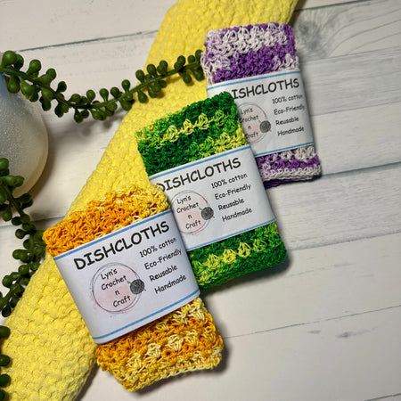 Handmade Crocheted Cotton Dishcloths – Reusable Kitchen Cloths