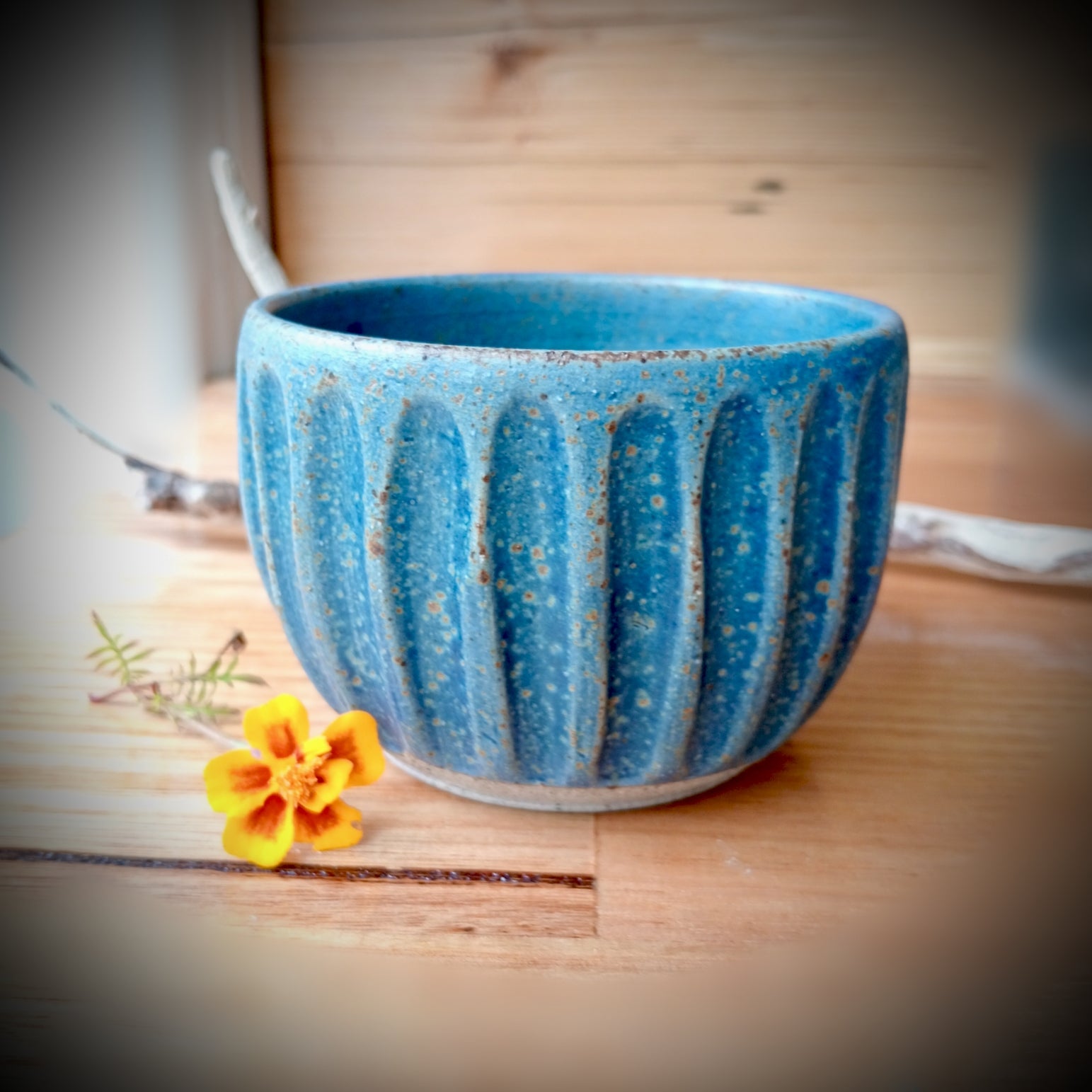 Deep Blue Fluted Cup