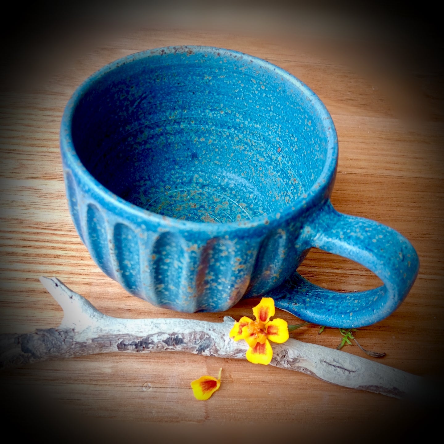 Deep Blue Fluted Cup