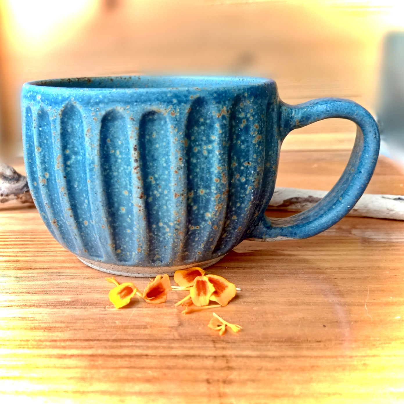 Deep Blue Fluted Cup