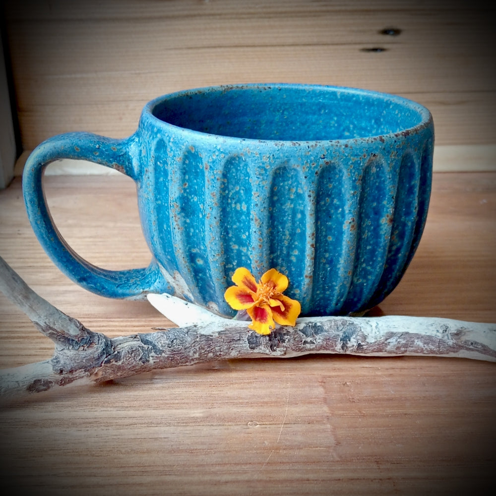 Deep Blue Fluted Cup