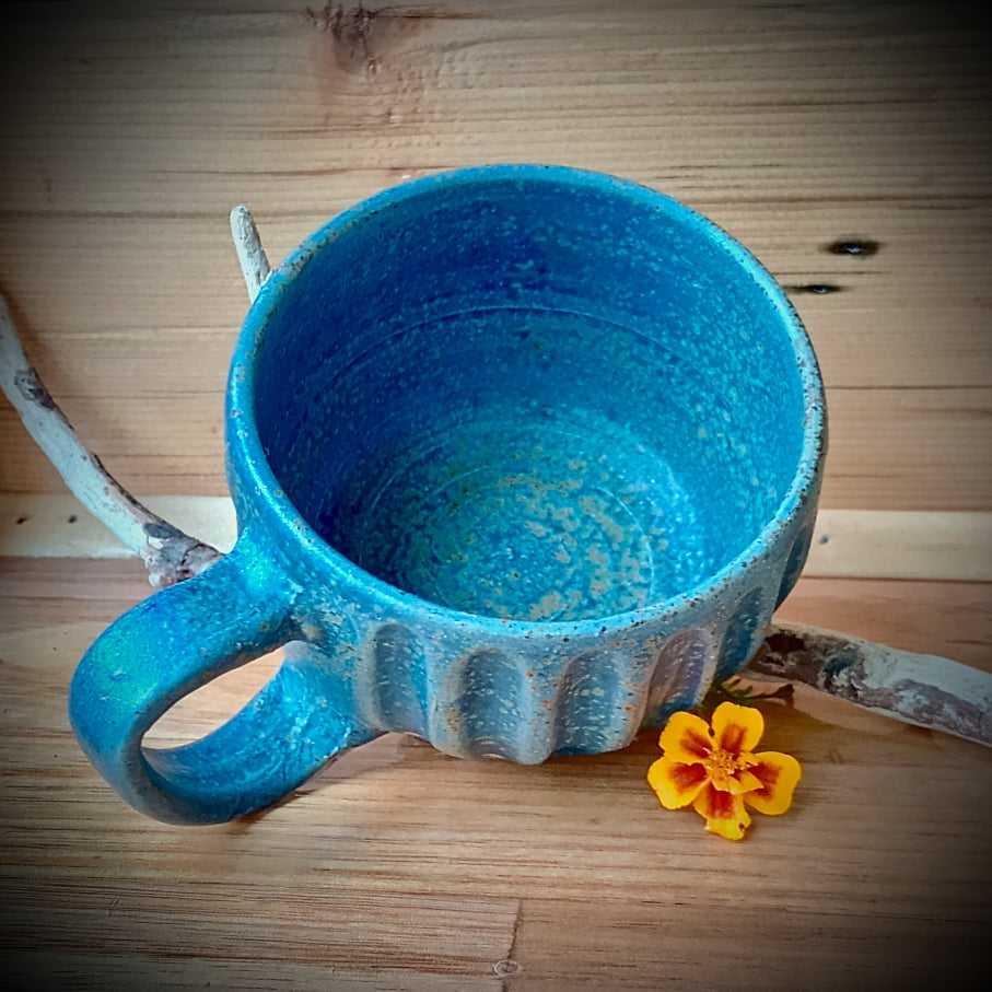 Deep Blue Fluted Cup