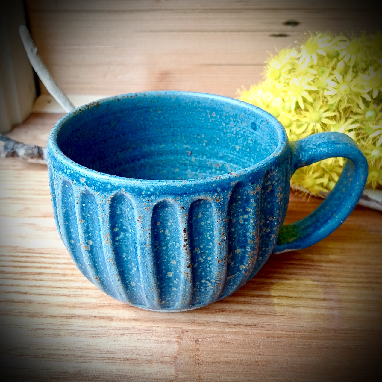 Deep Blue Fluted Cup