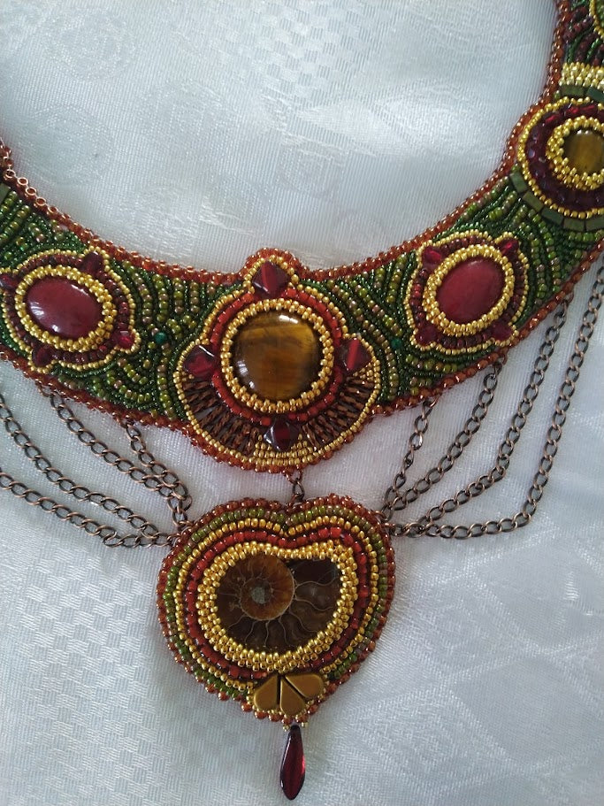 Beaded ammonite collar/necklace