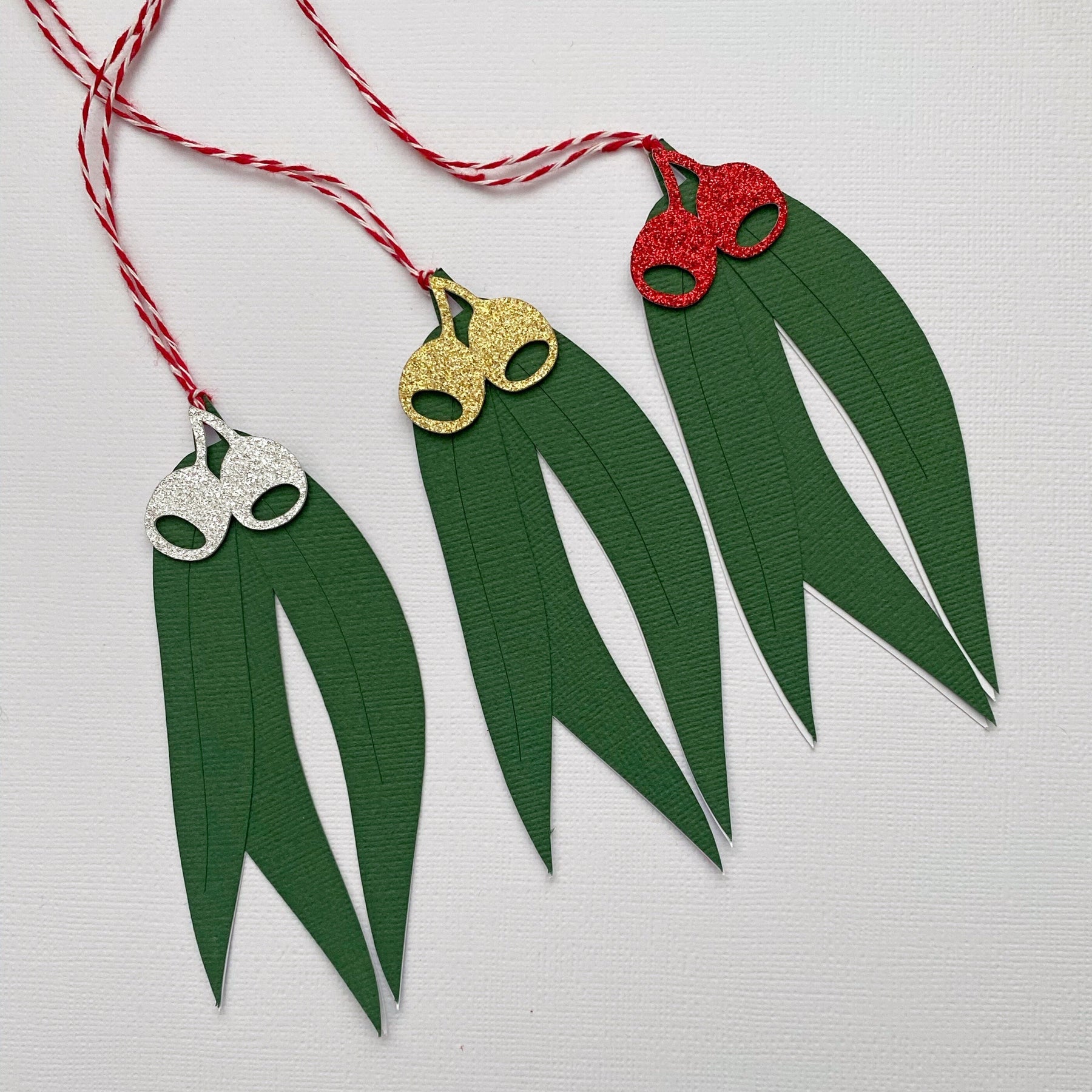 Gum Leaf shapes Gift Tags. Christmas gift tags.