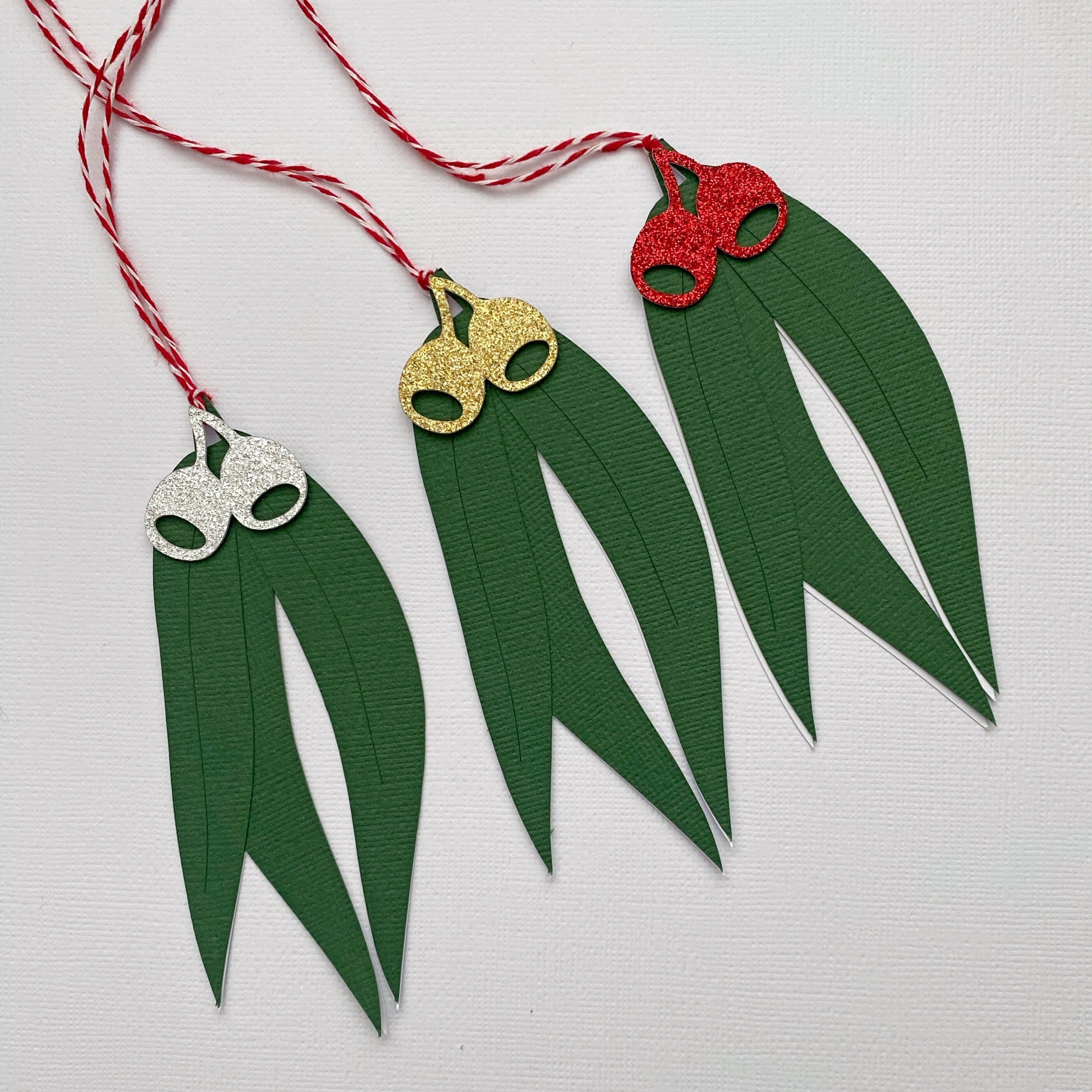 Gum Leaf shapes Gift Tags. Christmas gift tags.