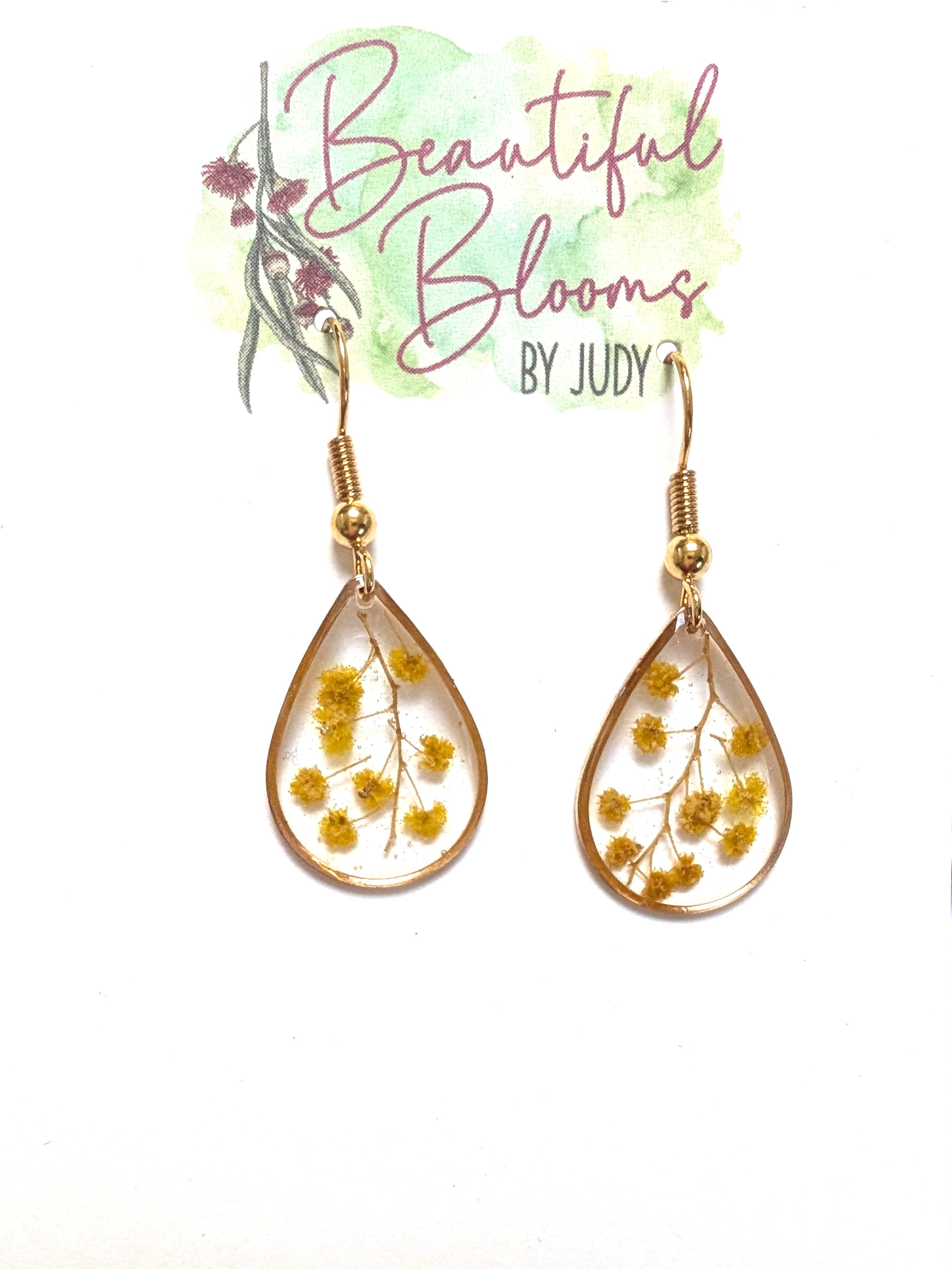 Dainty wattle teardrop Aussie earrings