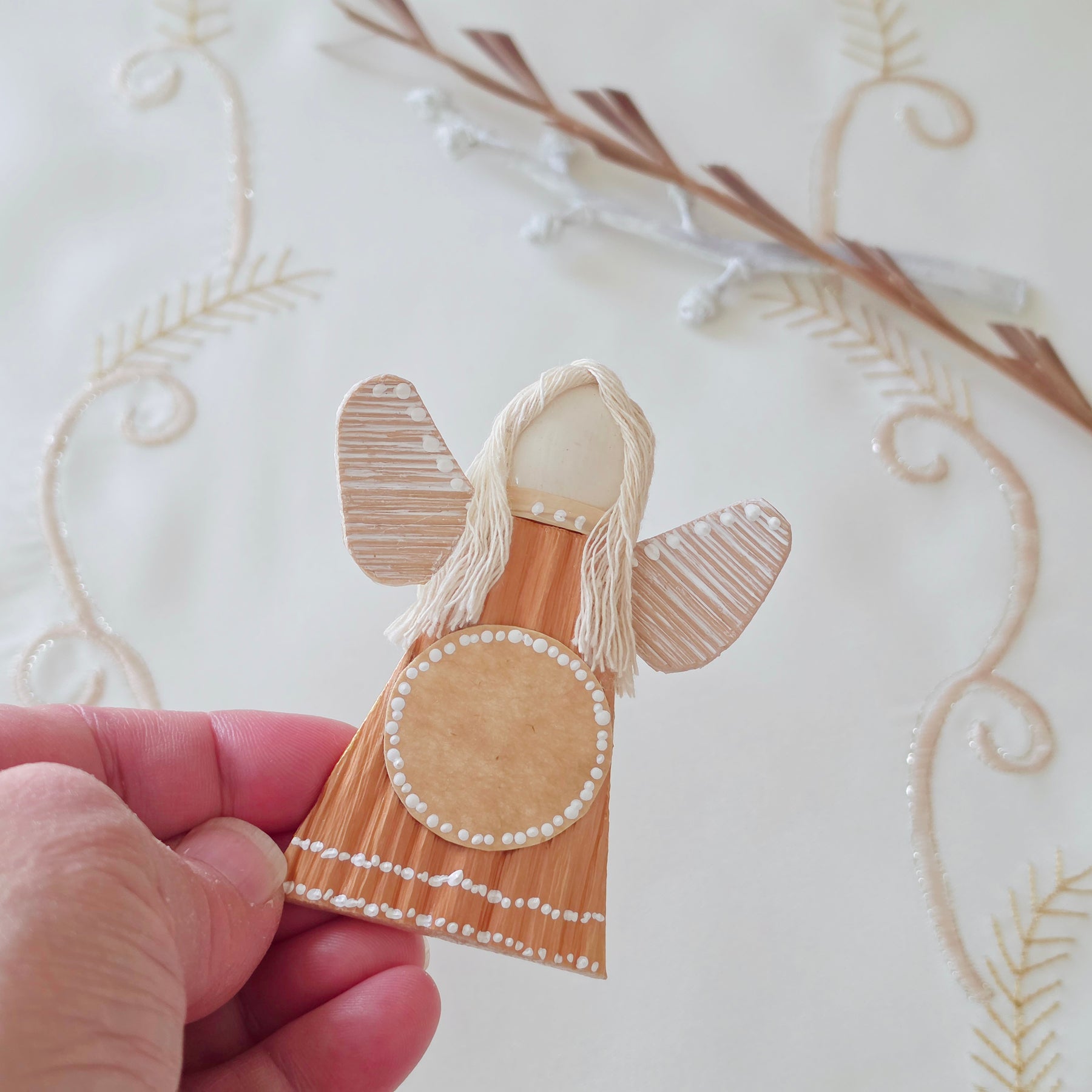 Hello - Palm Angel, Ornament Gift Pack, white dots