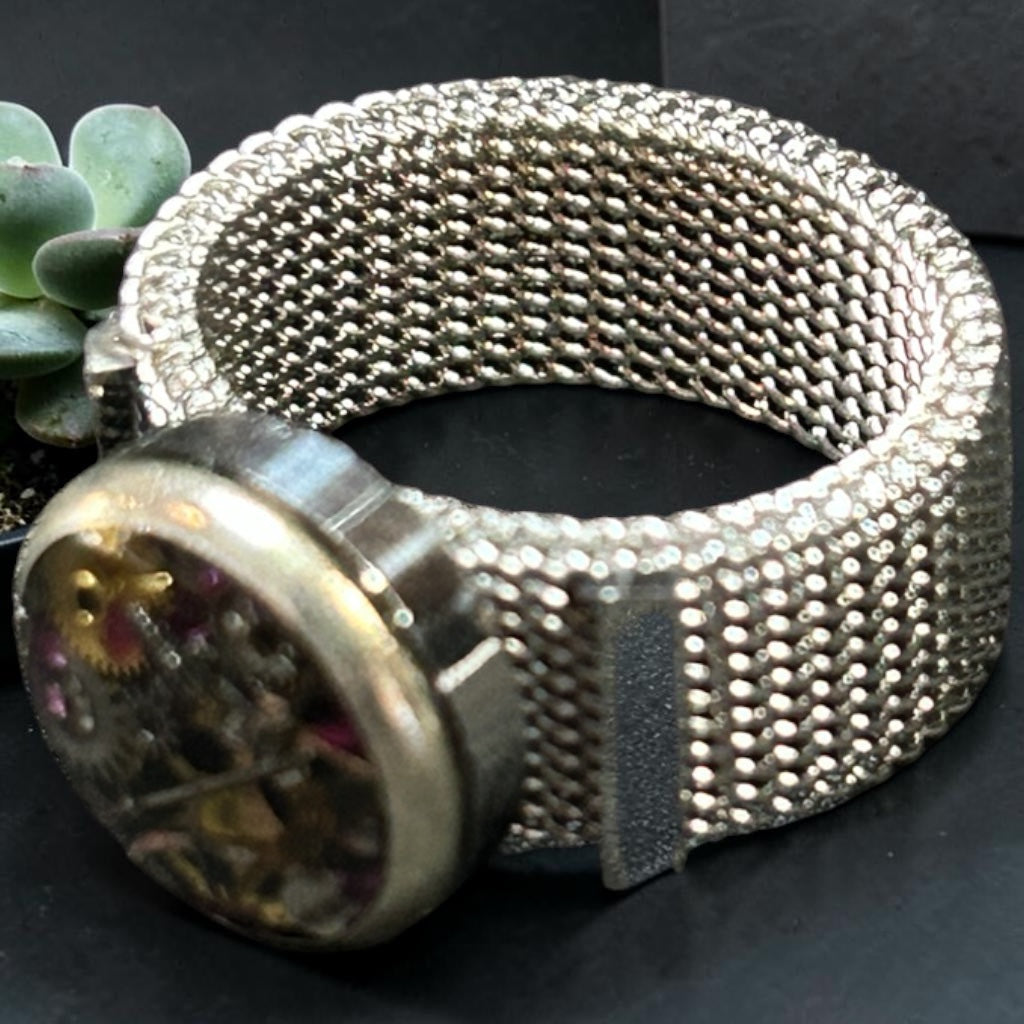 Steampunk watch parts silver ring