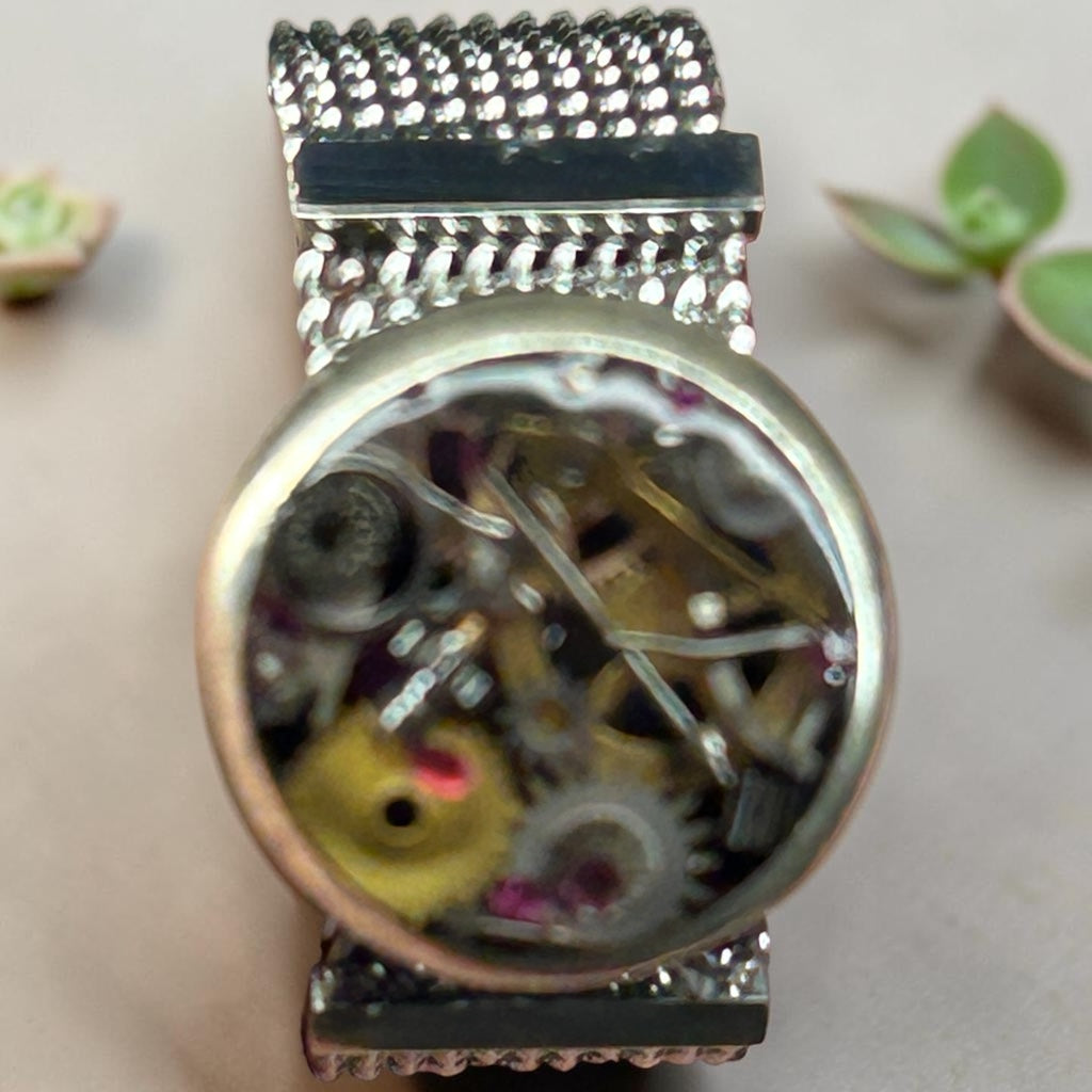 Steampunk watch parts silver ring