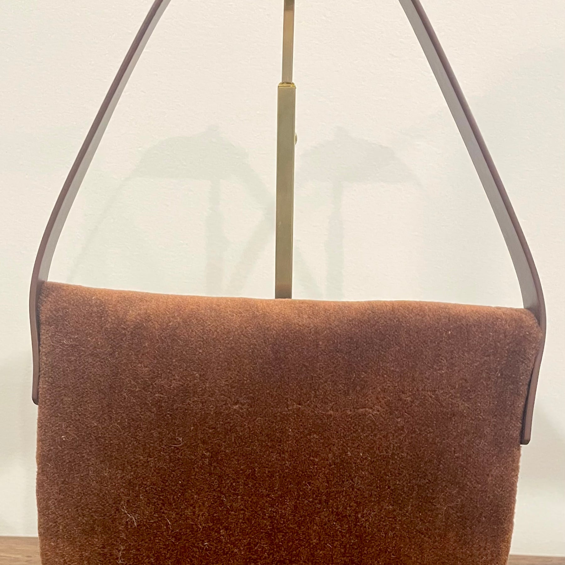 Brown Velvet Handbag — Embroidered Doily, One-of-a-Kind Upcycled Design