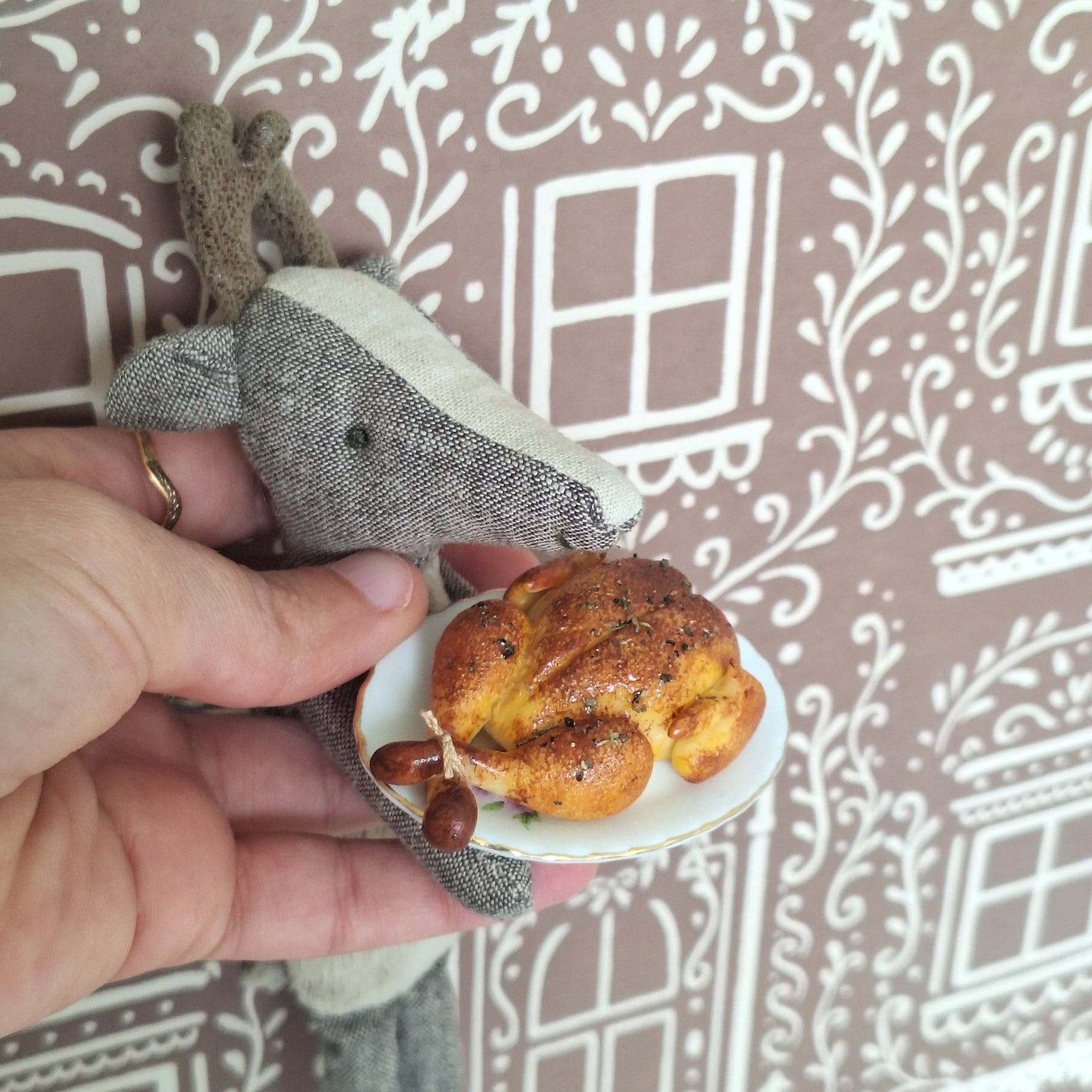 Roast Turkey (with ornate serving tongs)