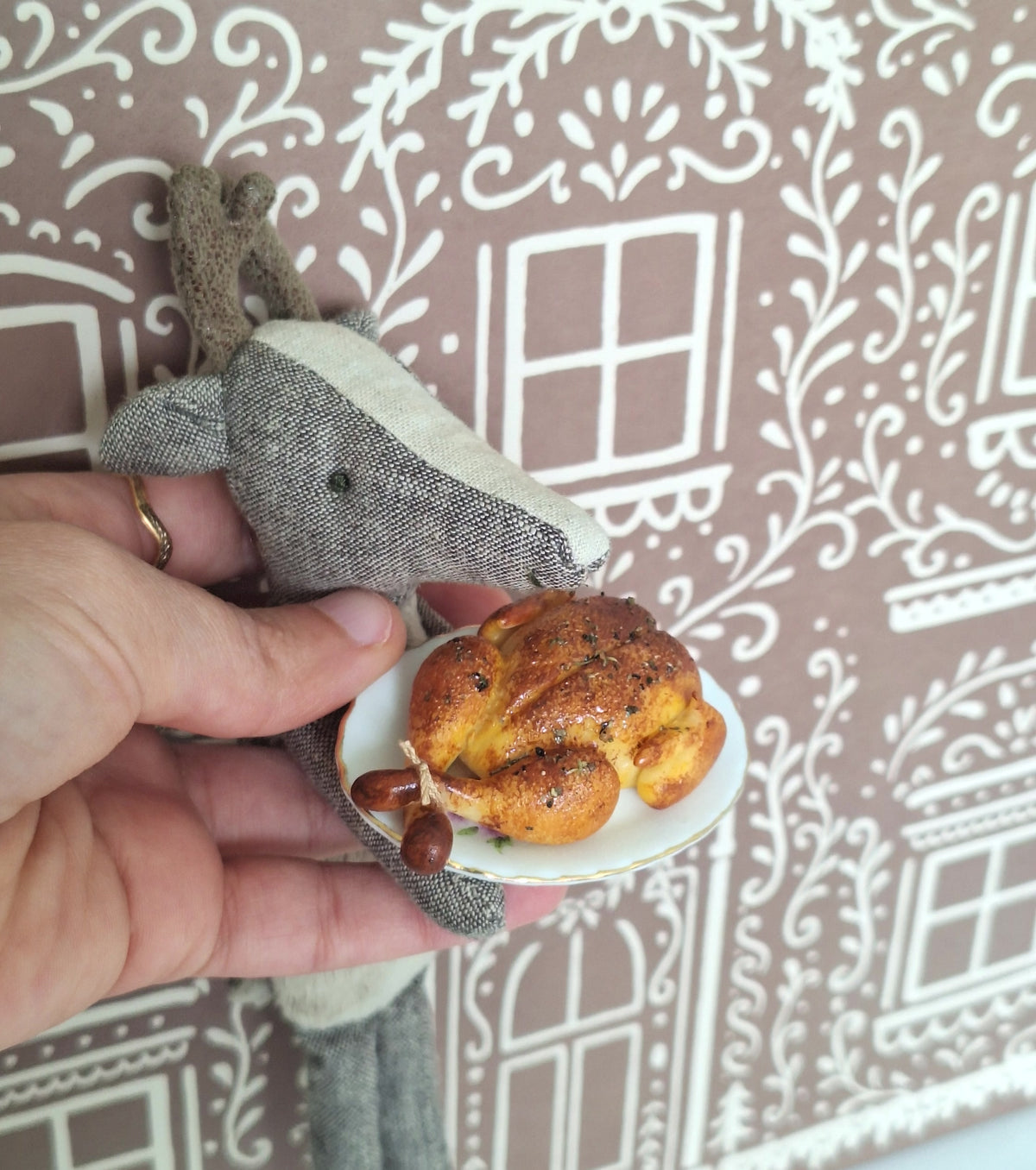 Roast Turkey (with ornate serving tongs)