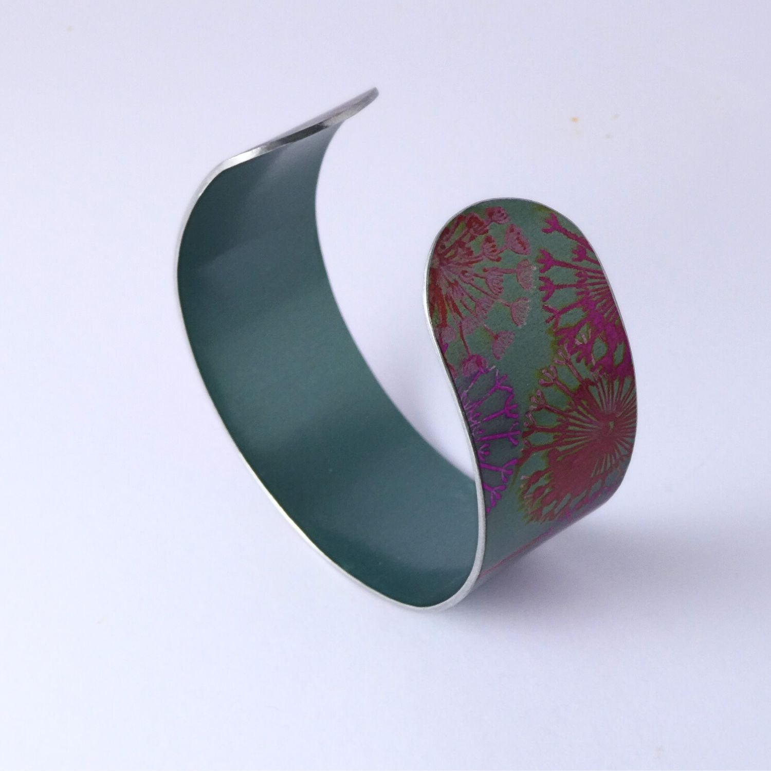 Anodized aluminium bangle hand printed Hot Dandelions Collection - AB019