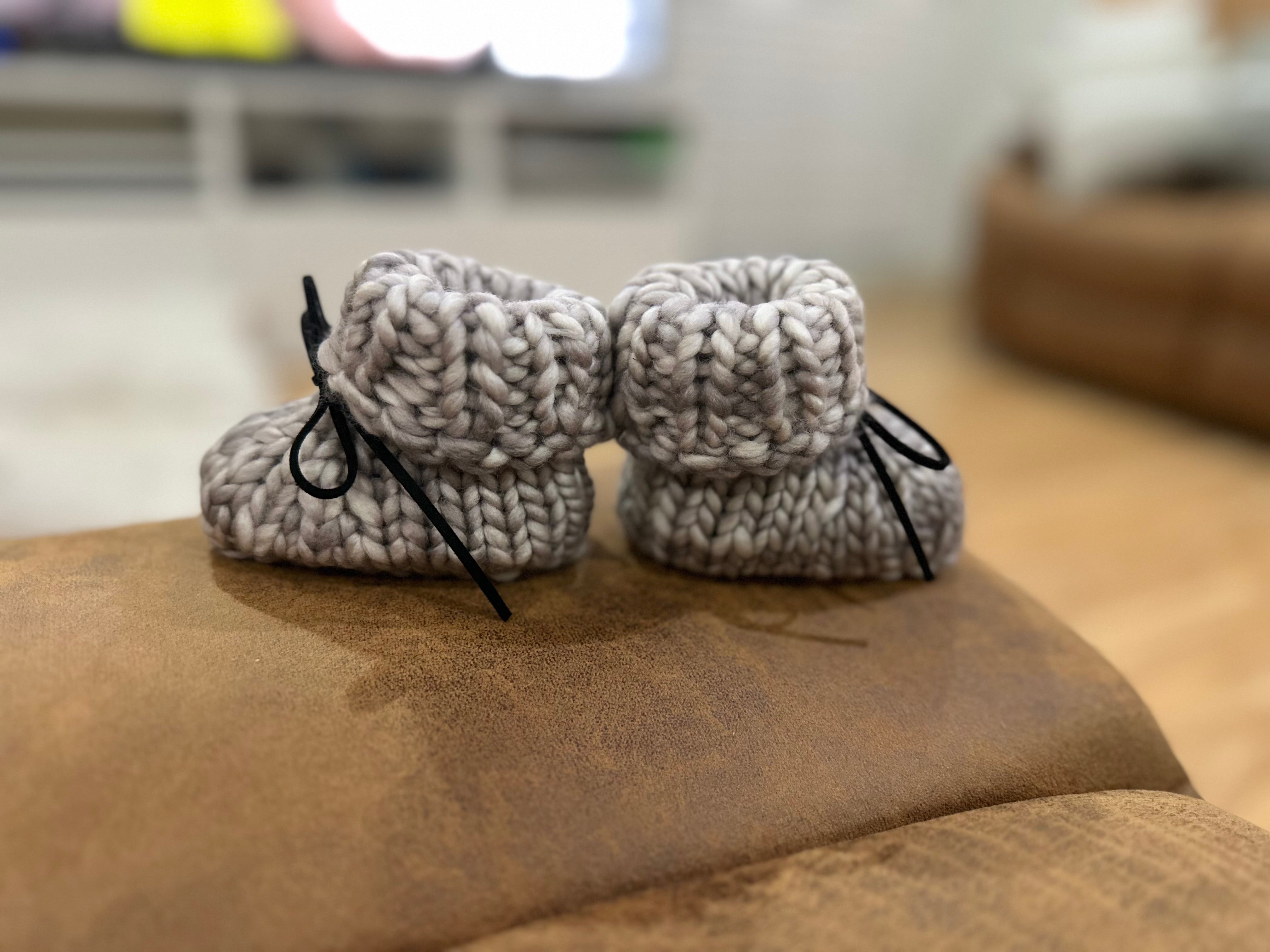 Baby merino & embossed leather booties