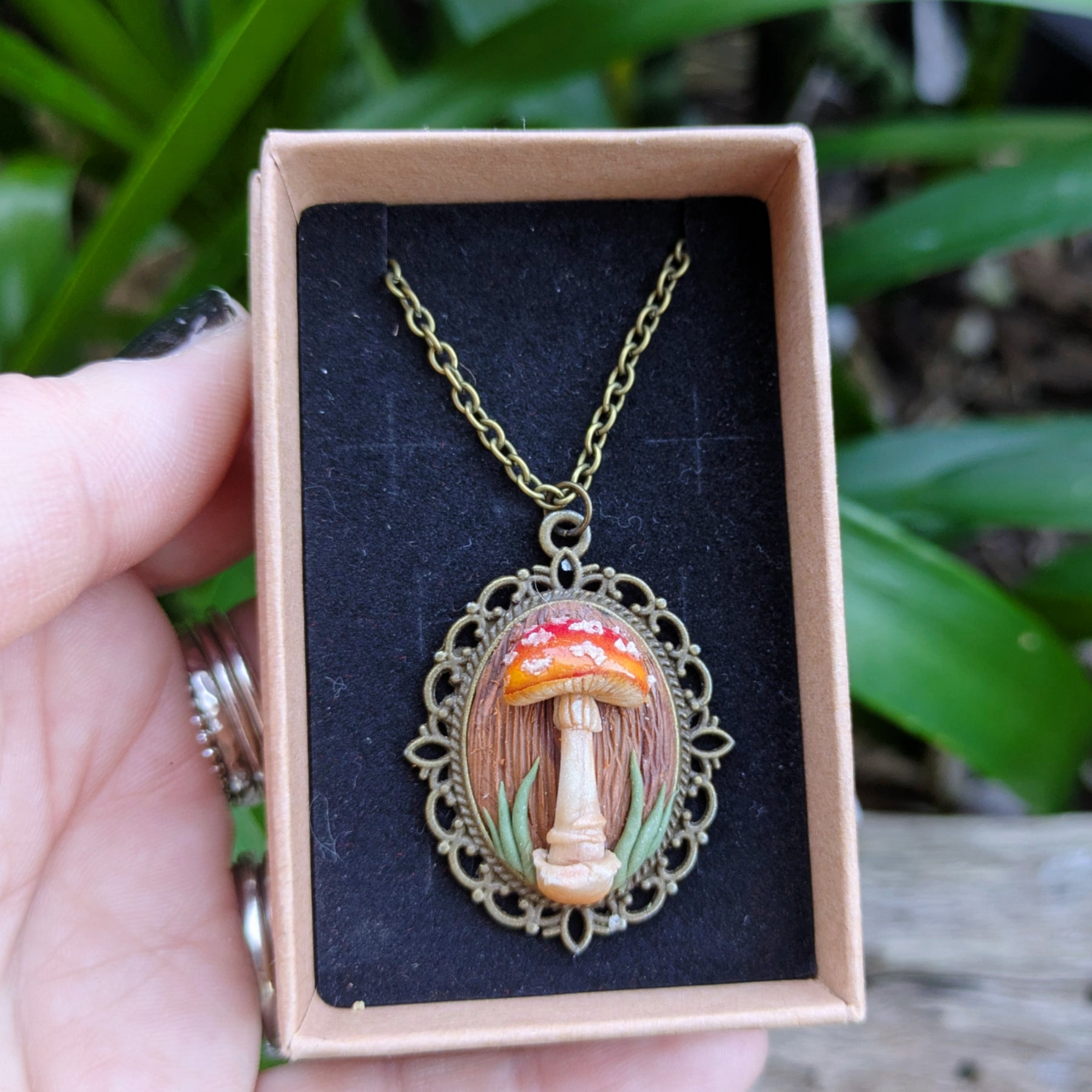 Hand-Sculpted Mushroom Pendants