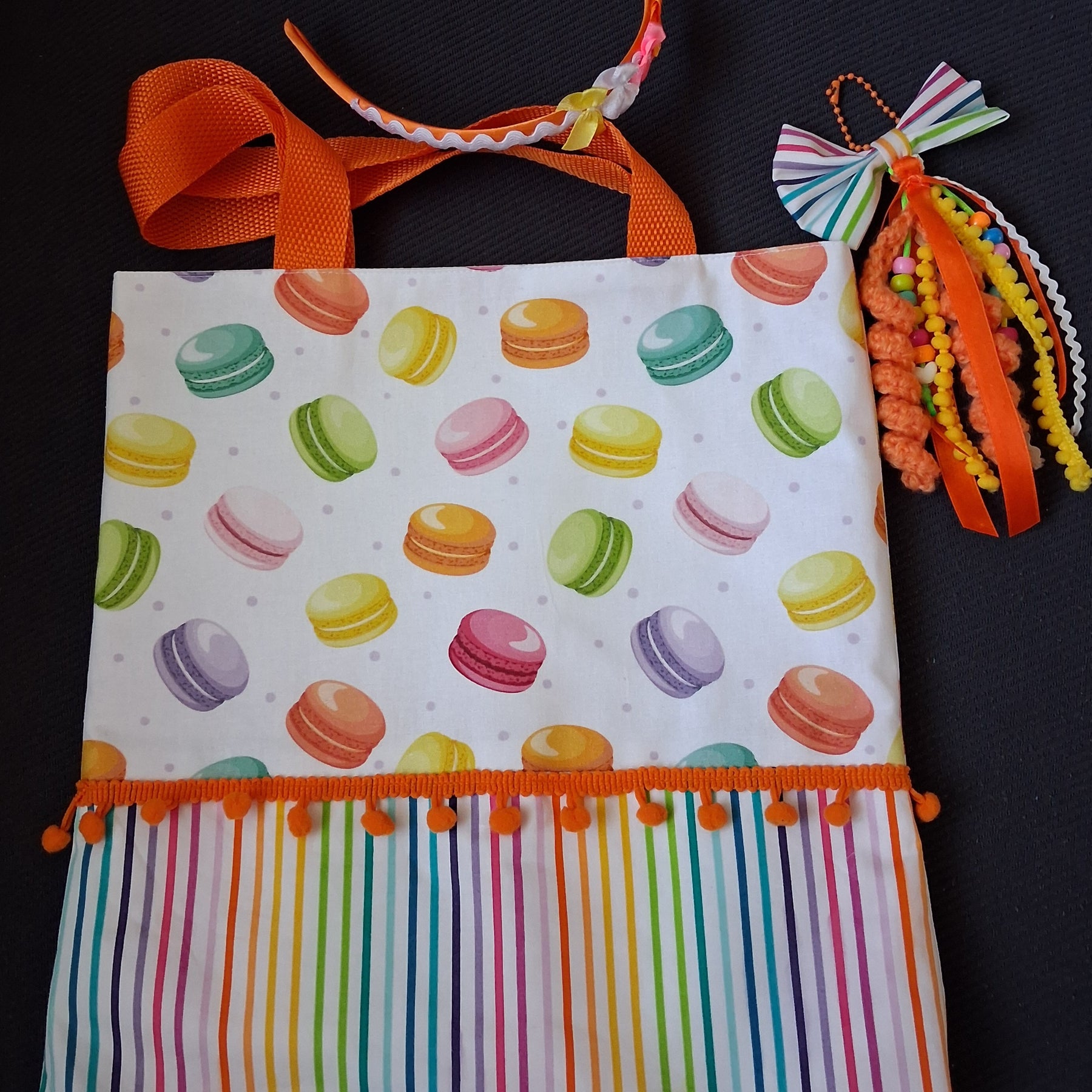 Children's Macaron Print Tote, Bag Charm & Headband