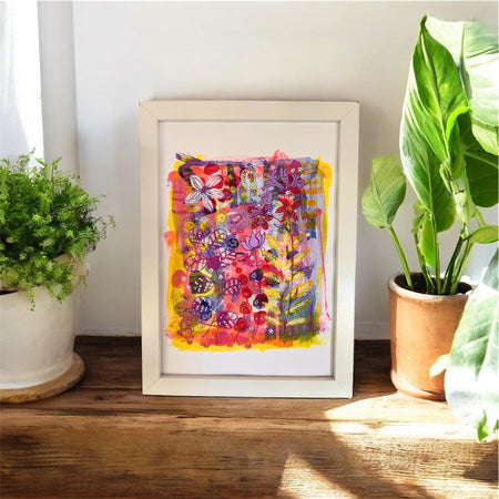 Original Hand Painted Art: Lemon Leaves & Lavender Skies