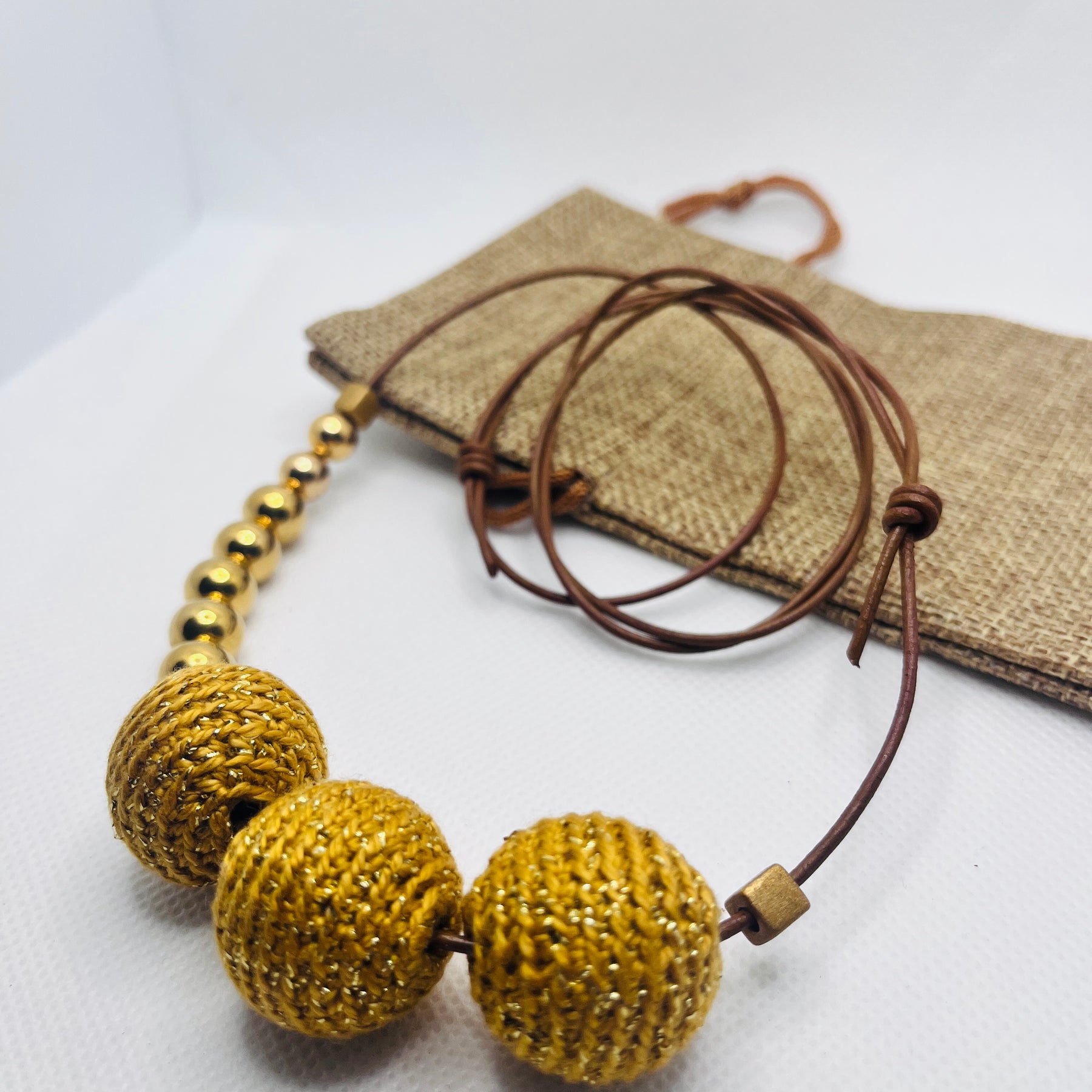 Handmade strand necklace - Gold #1