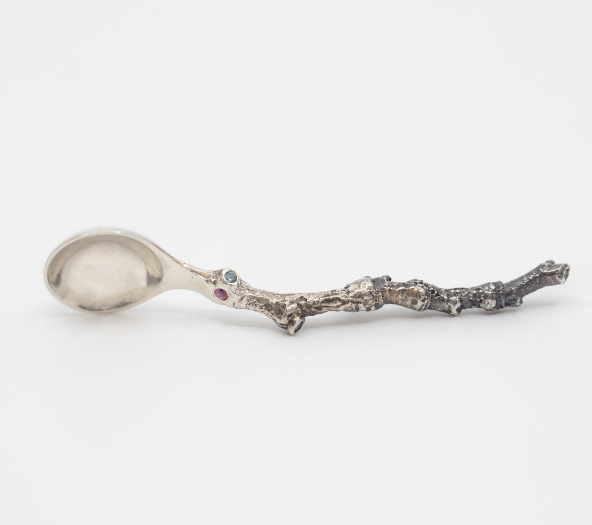 Sterling silver salt spoon made from a cast stick