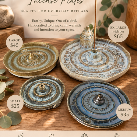 Handmade Rustic Pottery incense plates