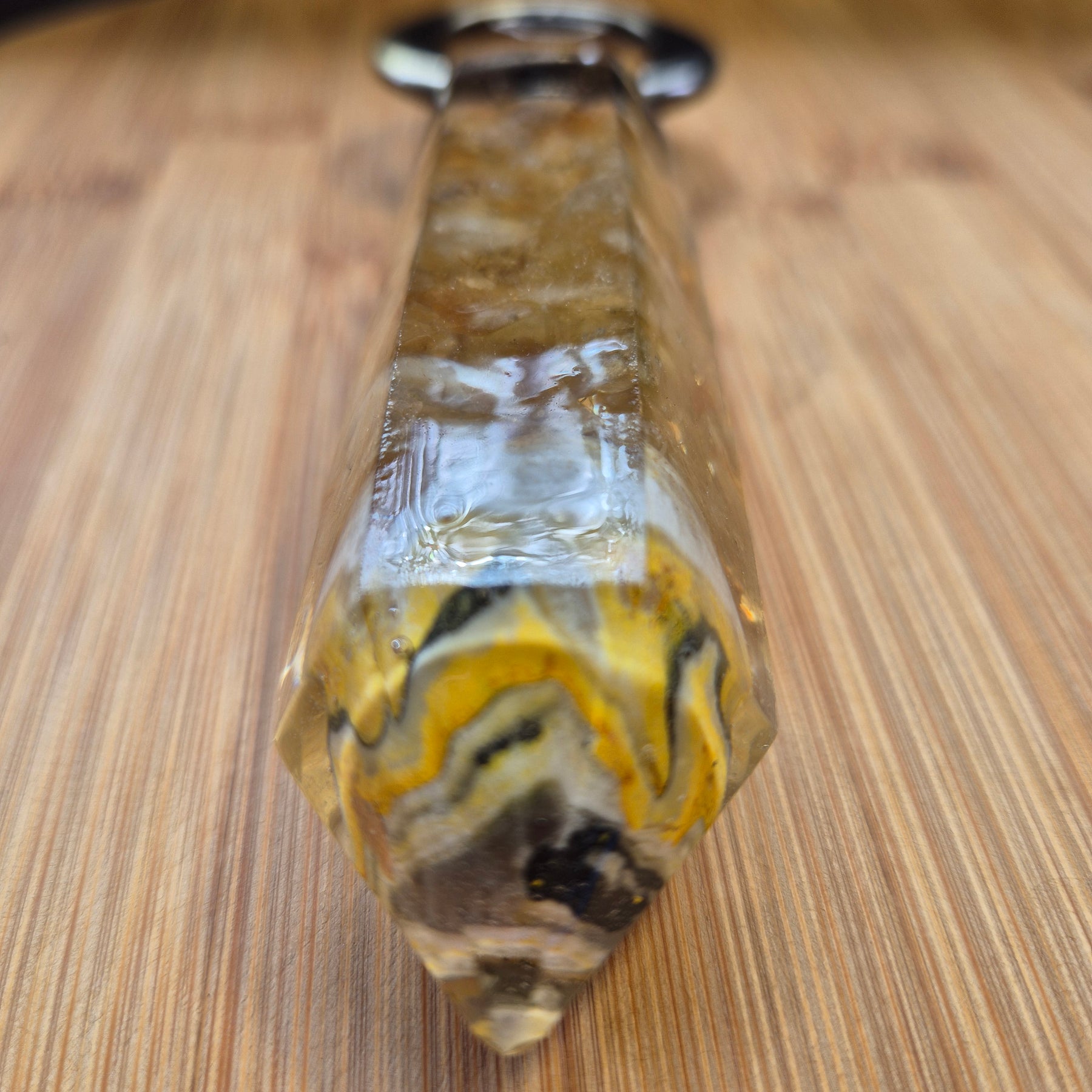 Handmade Resin Bottle Opener with embedded Jasper and Citrine