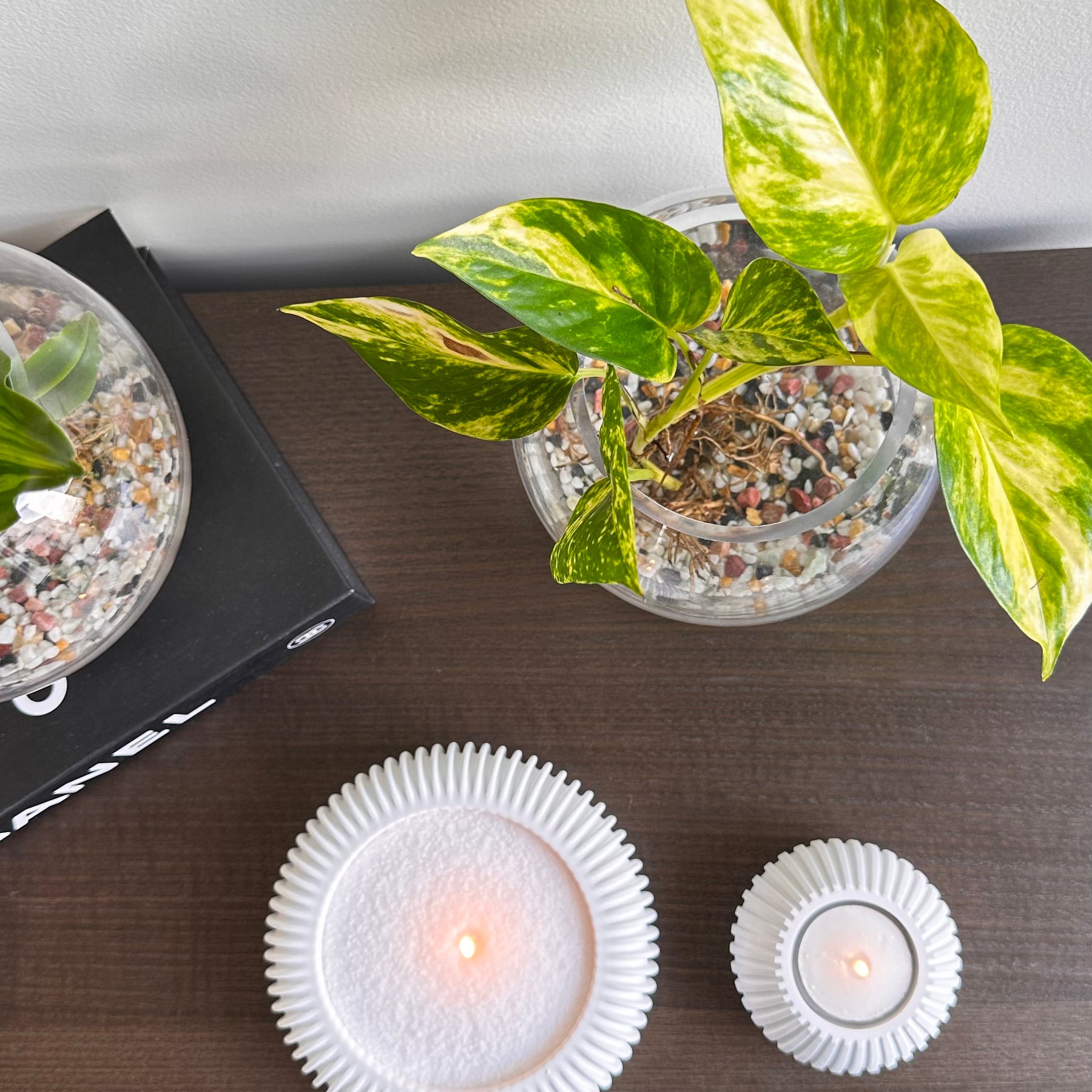 Refillable eco-resin candle holders